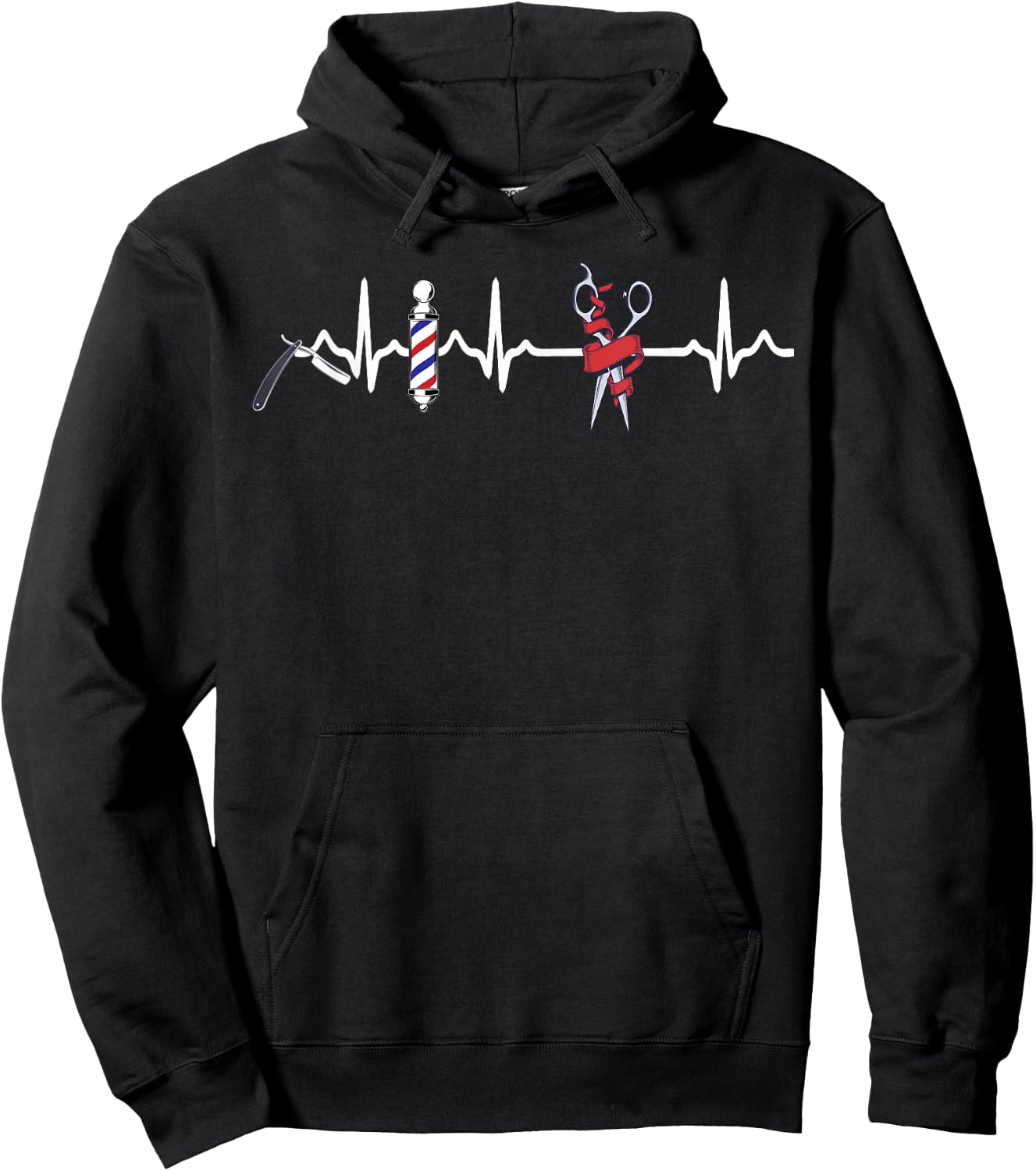 Barber Heartbeat Pole Funny Shirt Haircut Comb Blade Beard Hoodie - Hoodie | Black