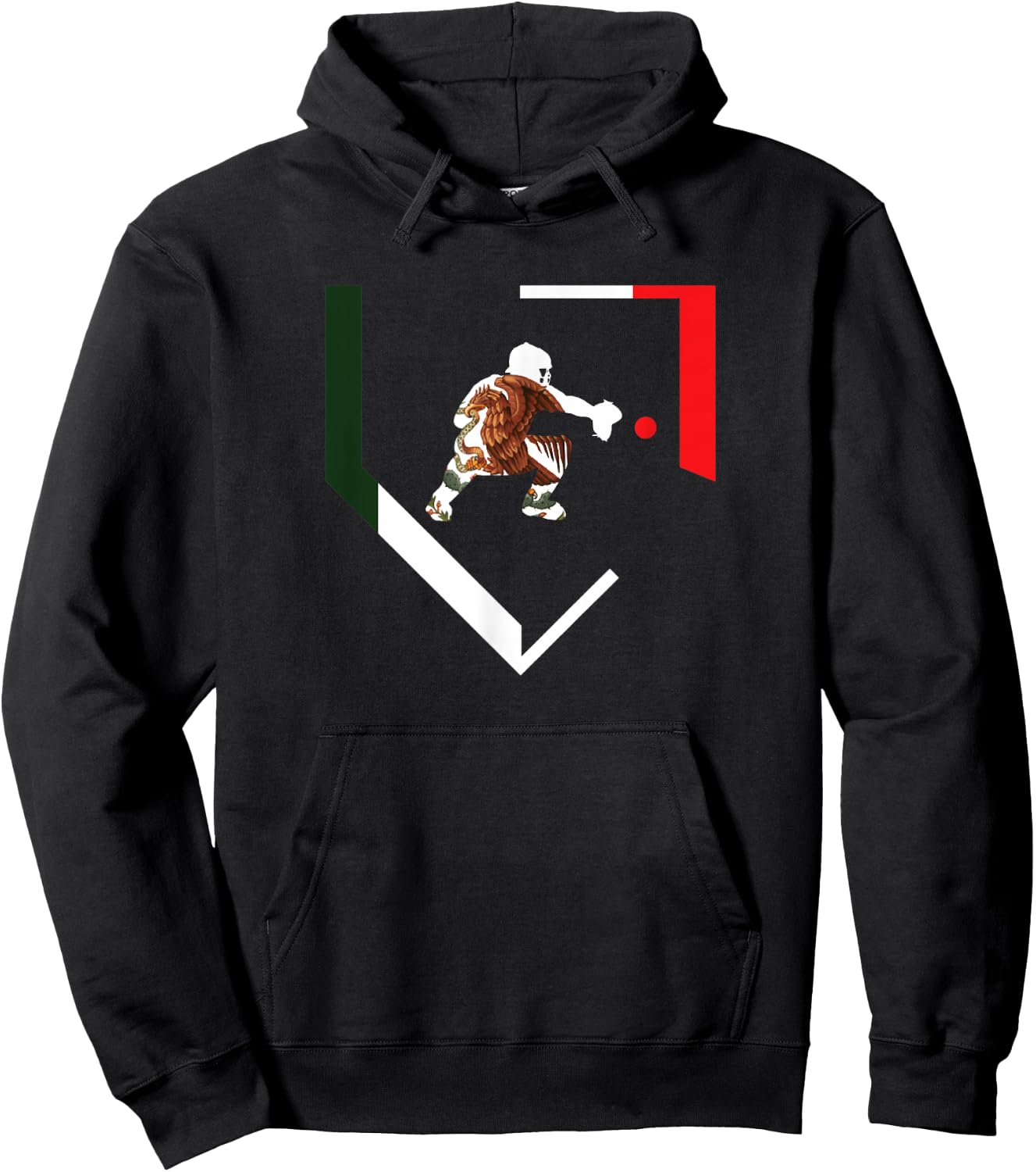 Mexico Baseball Hind Catcher Mexican Flag Little Leaguer Mex Hoodie - Hoodie | Black