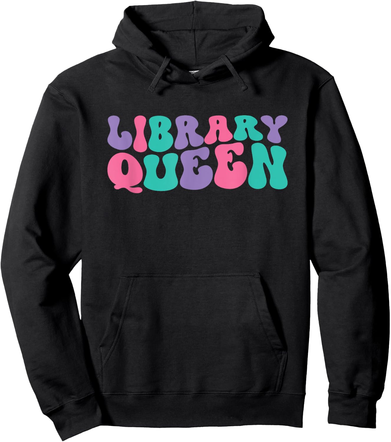 Library Queen Librarian Retro Vintage Wavy Groovy Hoodie - Hoodie | Black