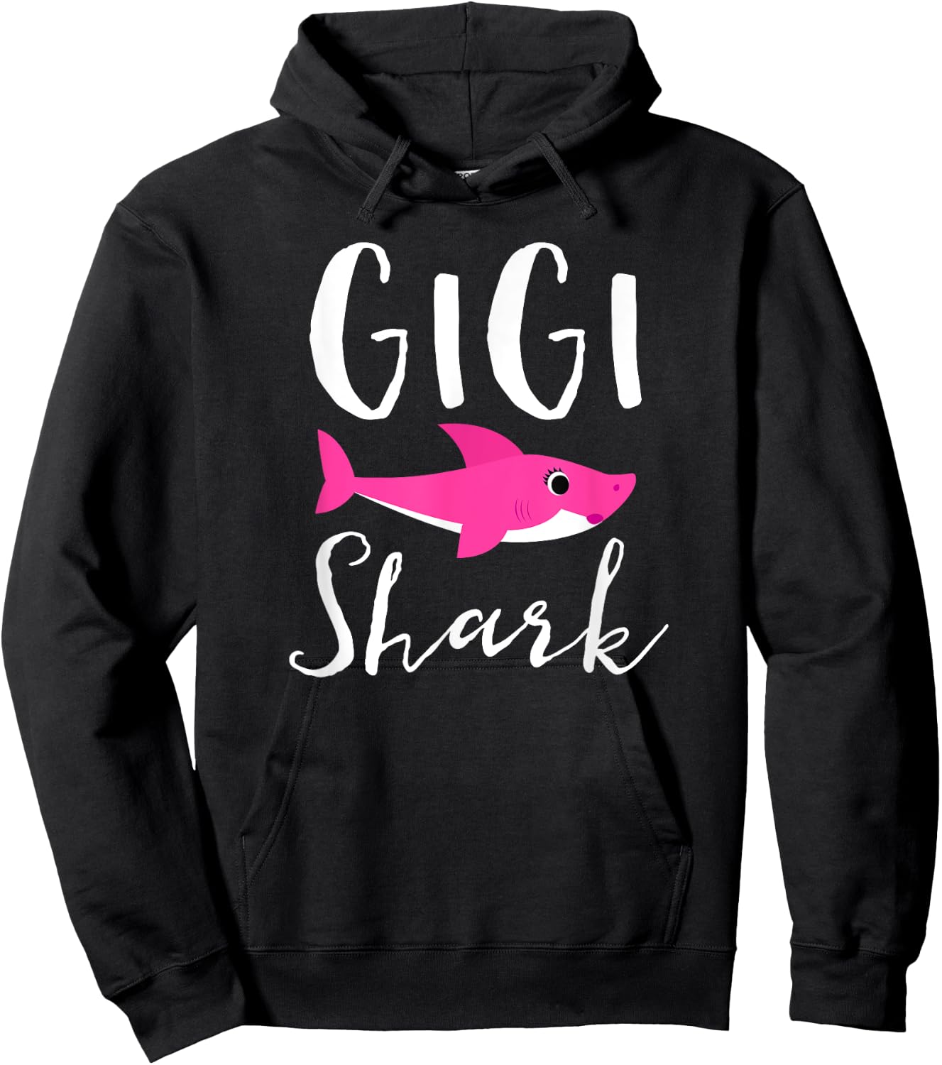 Gigi Shark Grandma Grandmother Pink Shark Graphic Hoodie - Hoodie | Black
