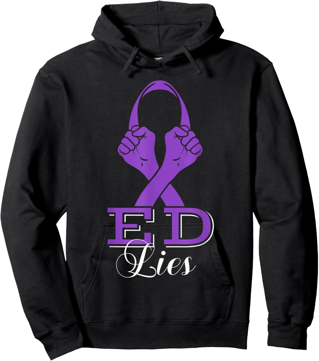 ED Lies Eating Disorders Awareness Ribbon Anorexia Pica Gift Hoodie - Hoodie | Black