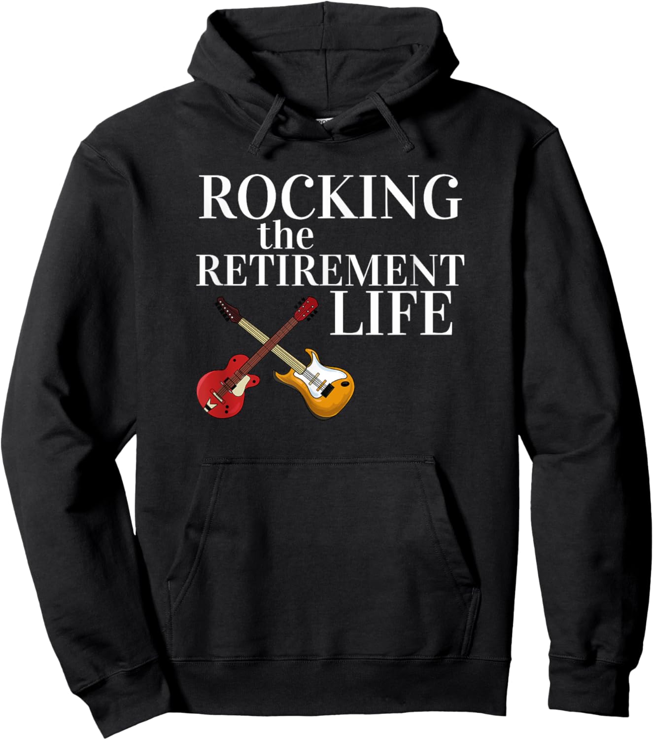 Rocking The Retirement Life Classic Rock Guitar Retired Hoodie - Hoodie | Black