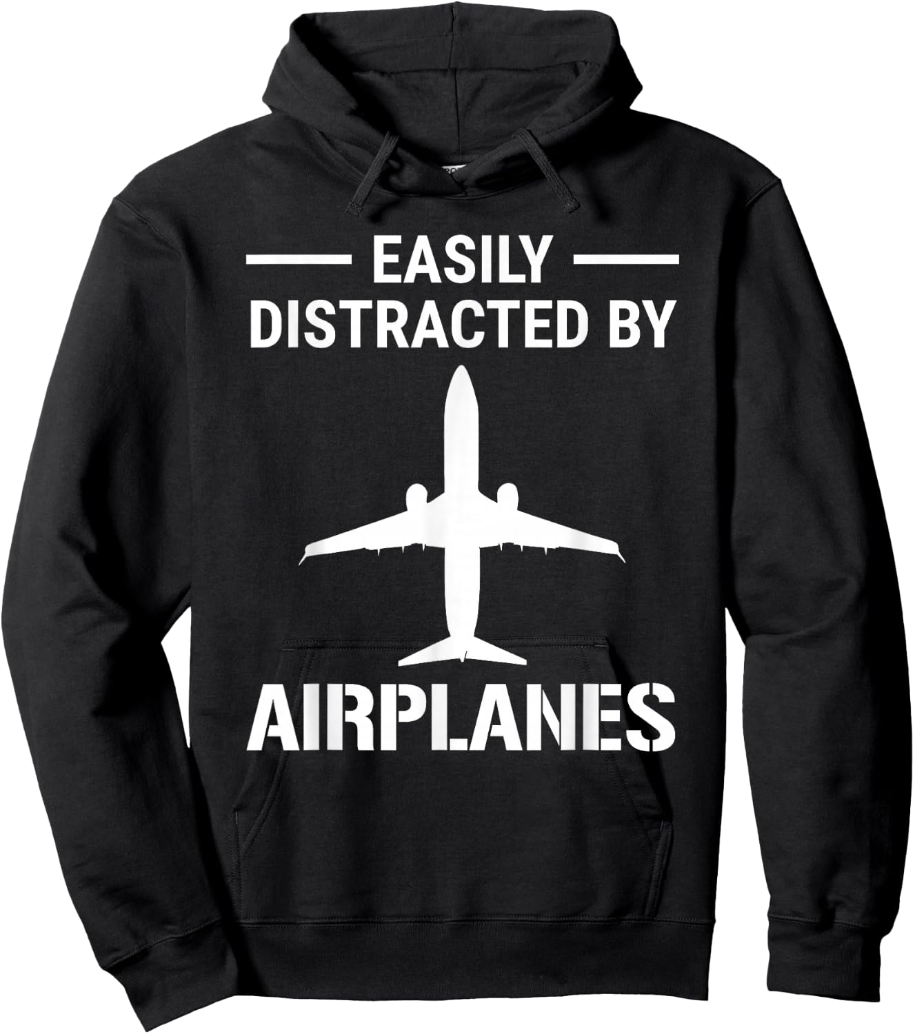 Easily Distracted By Airplanes Funny Pilot Aviation Hoodie - Hoodie | Black