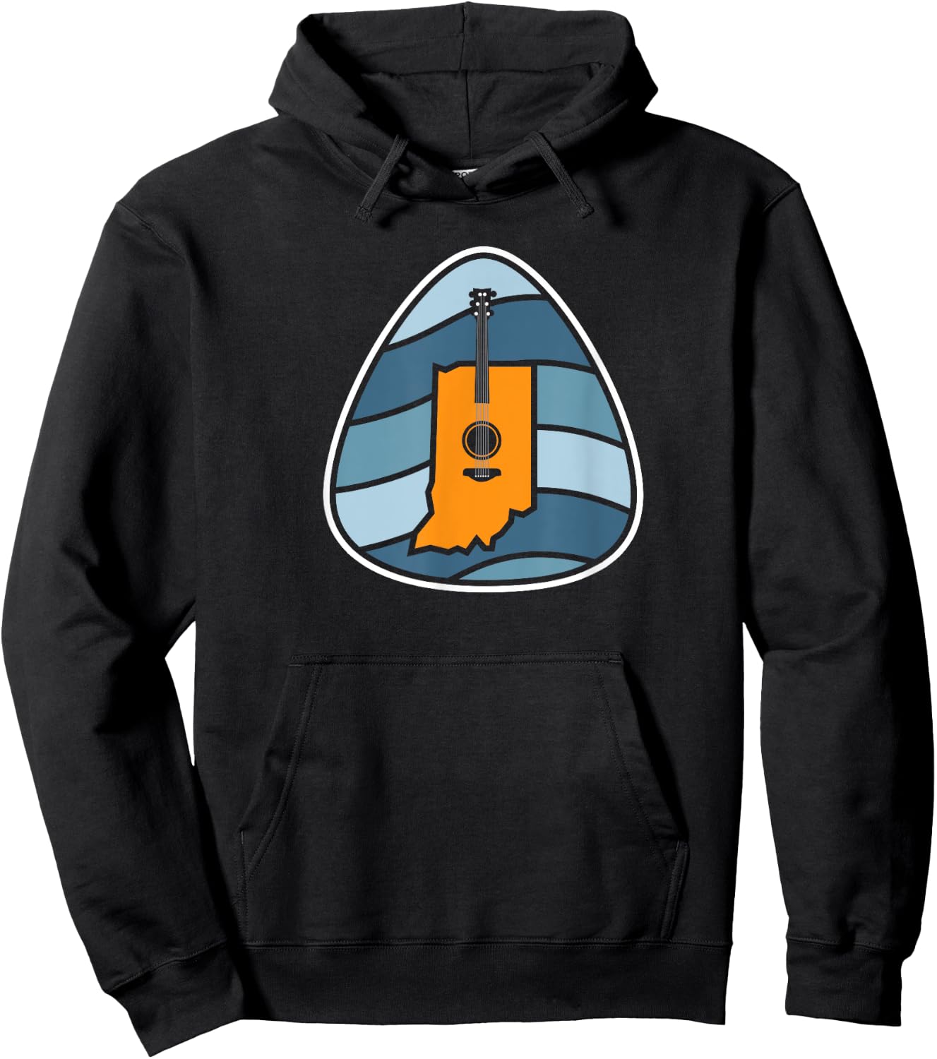 Retro Indiana Music Acoustic Guitar Rock Hoodie - Hoodie | Black