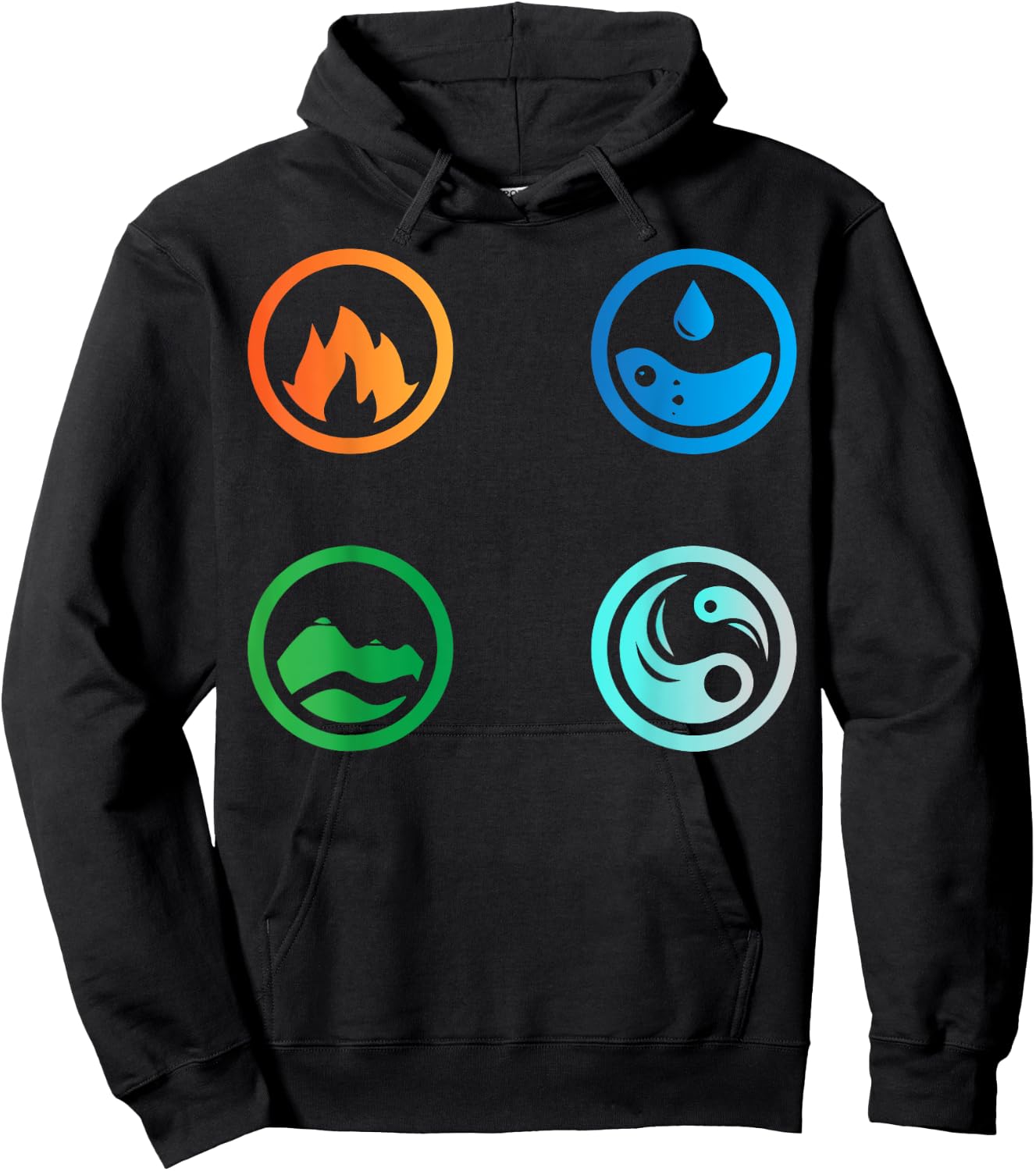 Earth, Water, Fire, Air , The Four Elements Hoodie - Hoodie | Black