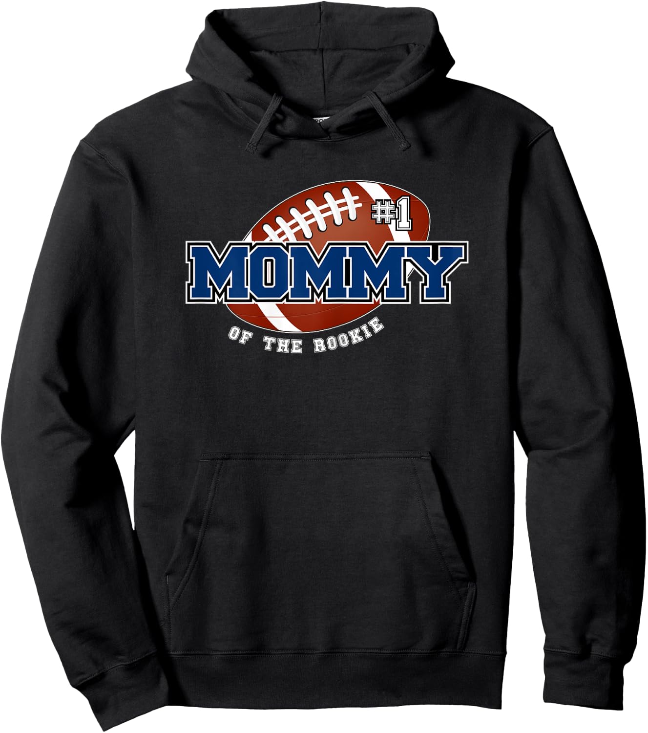 Mommy of Rookie 1st Birthday Football Theme Matching Party Hoodie - Hoodie | Black