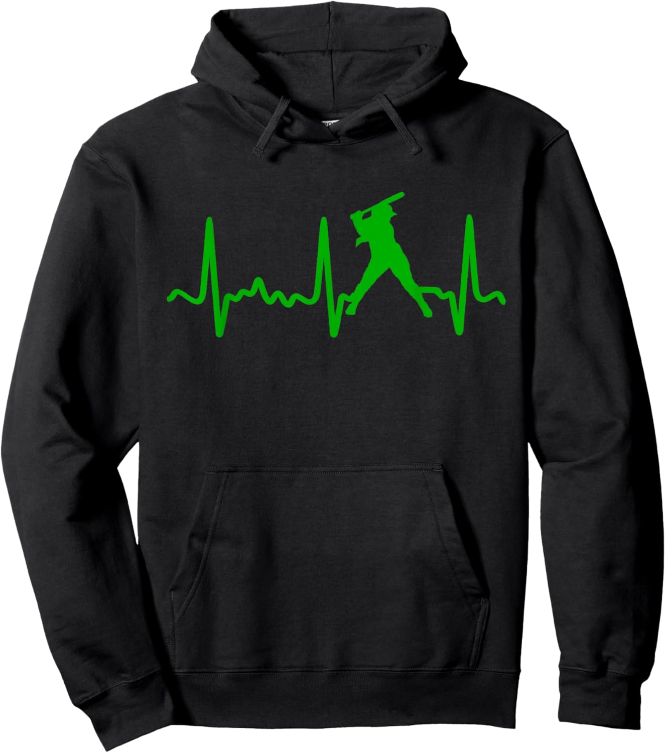 Green Softball Batter Heartbeat Hoodie - Hoodie | Black