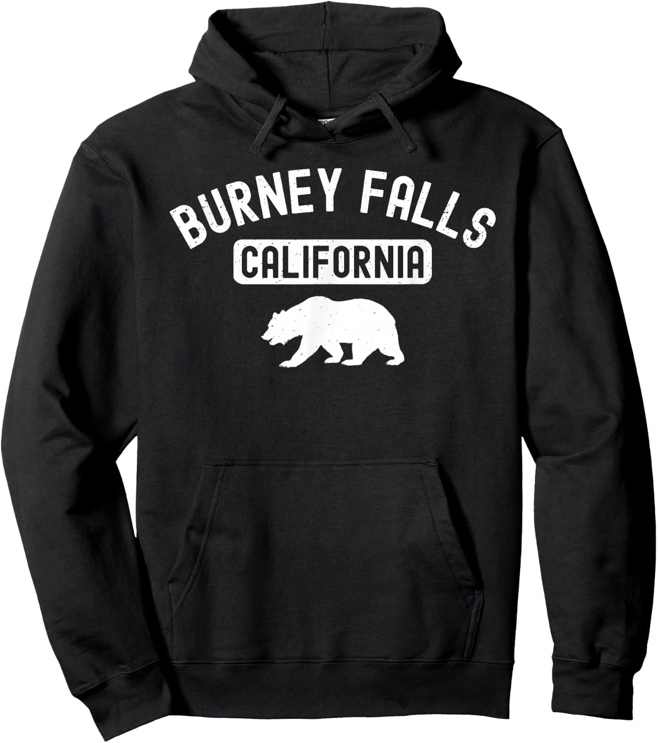 Burney Falls California USA Flag Vintage Cali Bear Shasta Ca Hoodie - Hoodie | Black