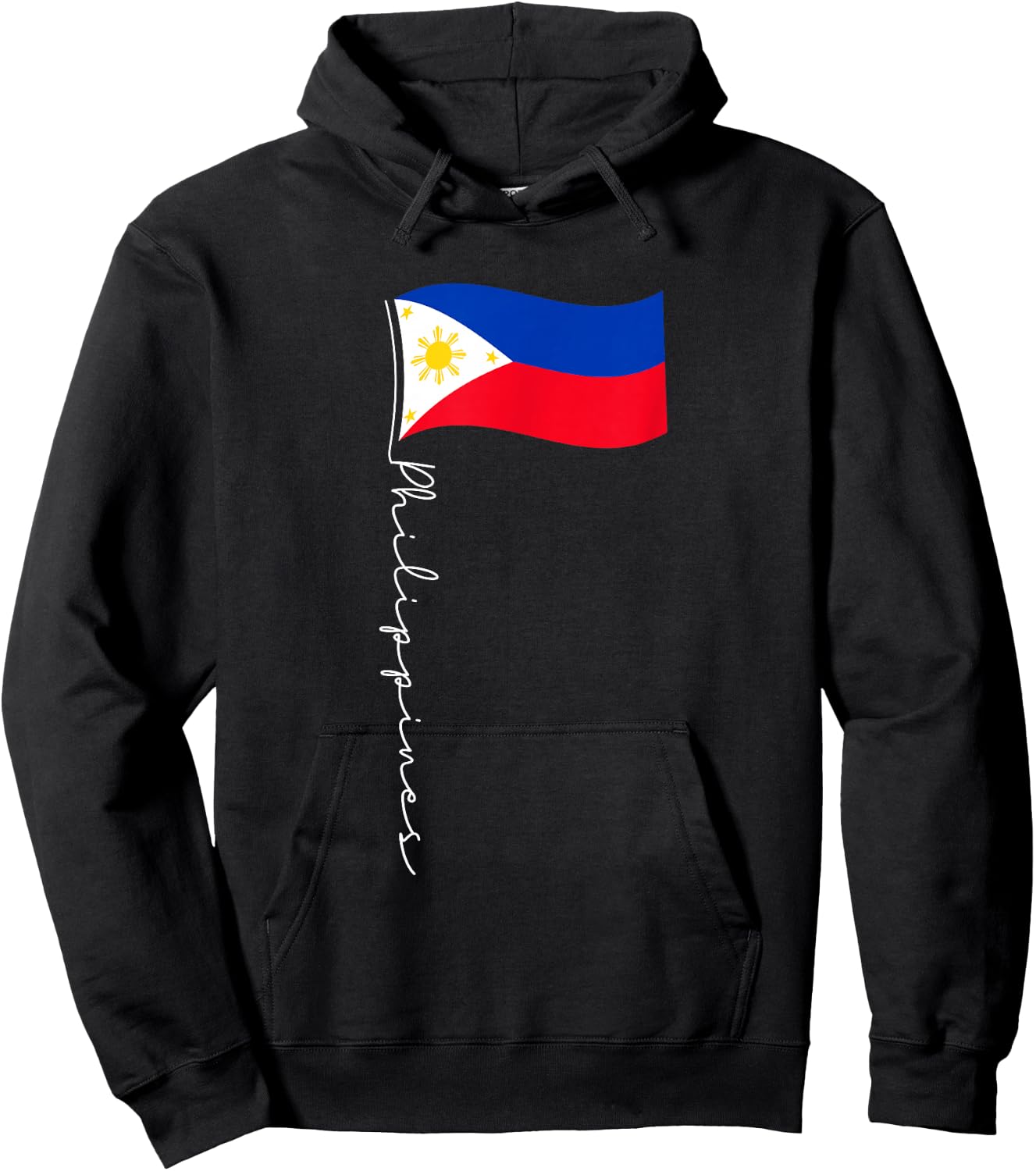Family Heritage Gifts Philippines Signature Flag Pole - Elegant Filipino Flag Hoodie - Hoodie | Black