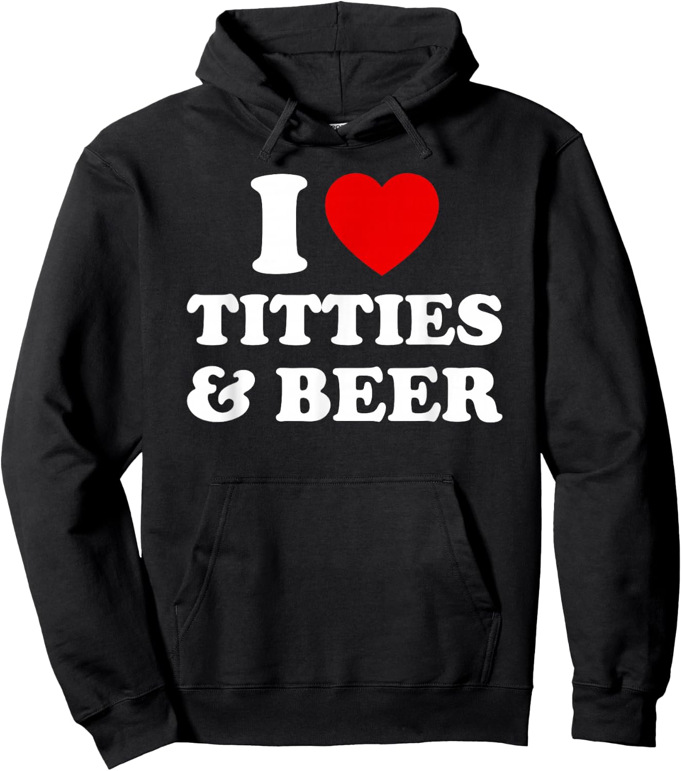 I Love Titties and Beer Funny I Red Hot Heart Boobies Boobs Hoodie - Hoodie | Black