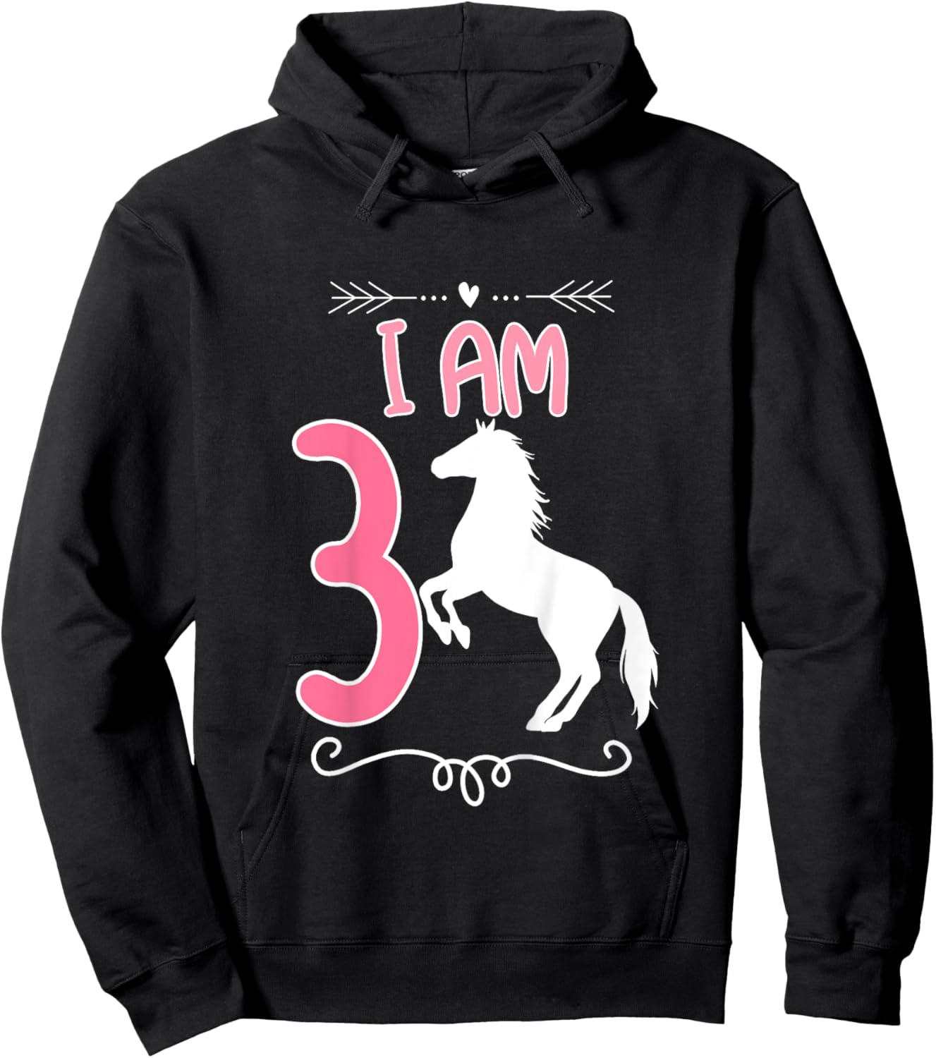 Horse Birthday Shirt 3 Years Old Birthday Outfit Girls Hoodie - Hoodie | Black
