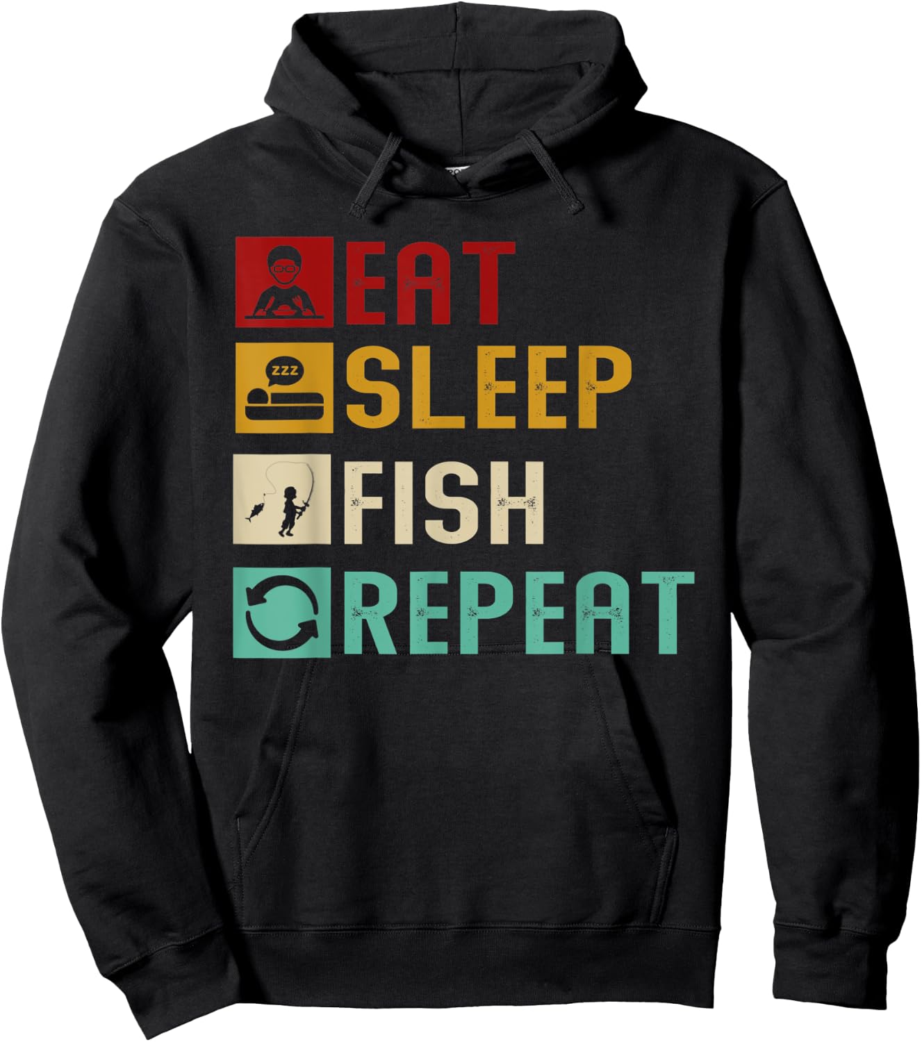 Eat Sleep Fish Repeat Unique Fishing Fisherman Cool Gifts Hoodie - Hoodie | Black