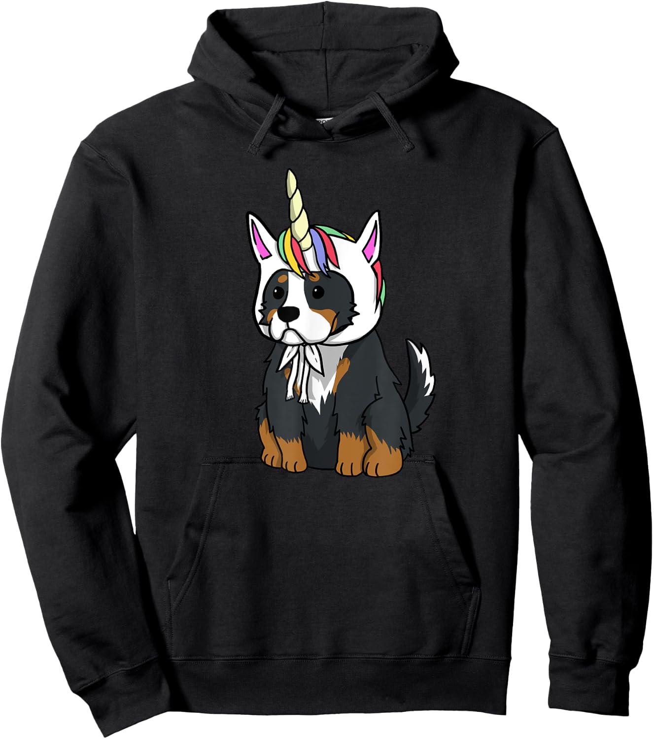 Bernese Mountain Dog Unicorn Hat Funny Dog Gift Men Women Girls Kids Hoodie - Hoodie | Black