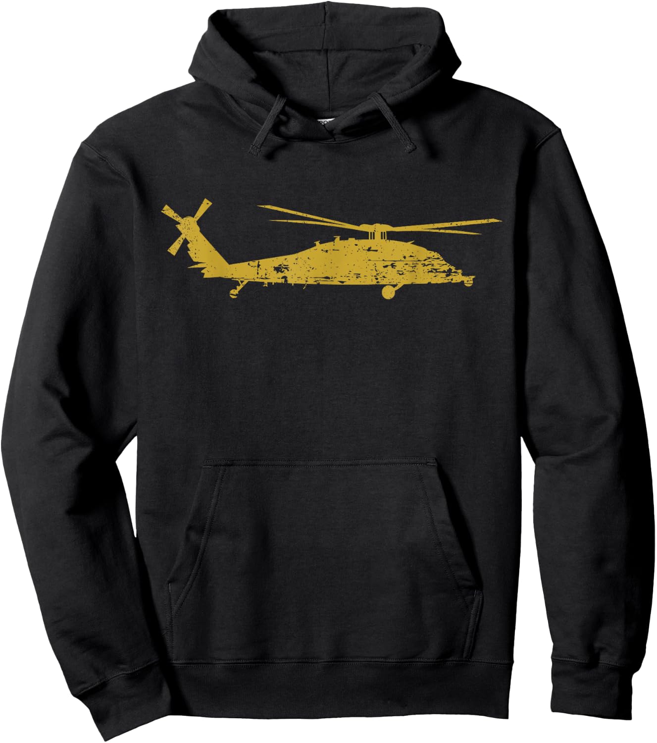 MH-60S Military Helicopter Silhouette Distressed Design Hoodie - Hoodie | Black