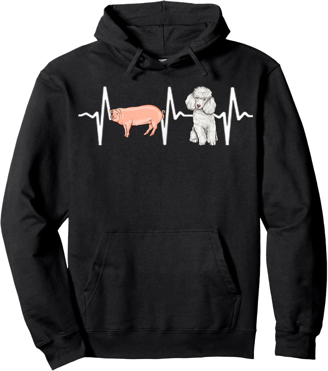 Pig Poodle Heartbeat Dog Lover Hoodie - Hoodie | Black