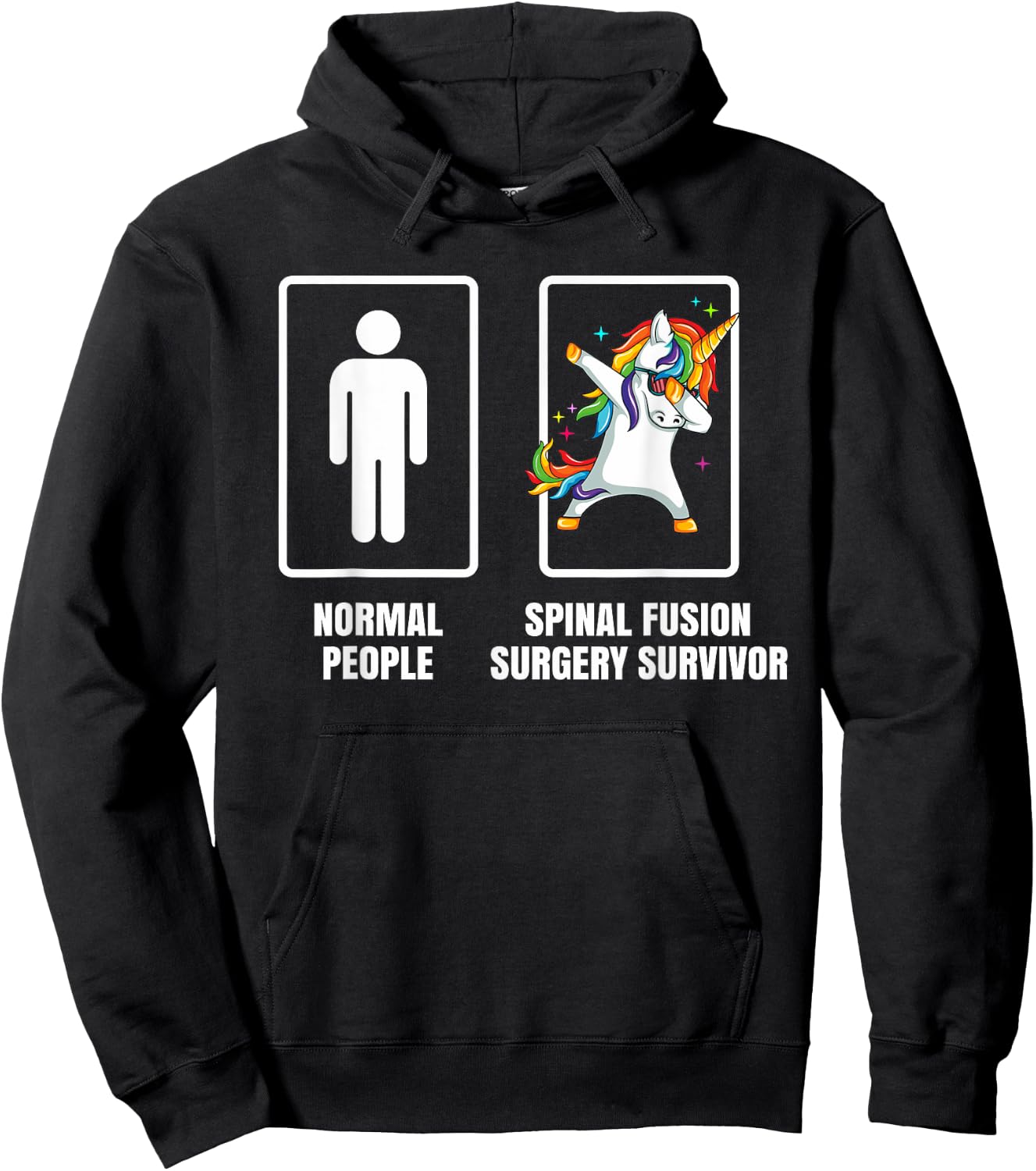 Dabbing Unicorn Spinal Fusion Surgery Survivor Recovery Gift Hoodie - Hoodie | Black
