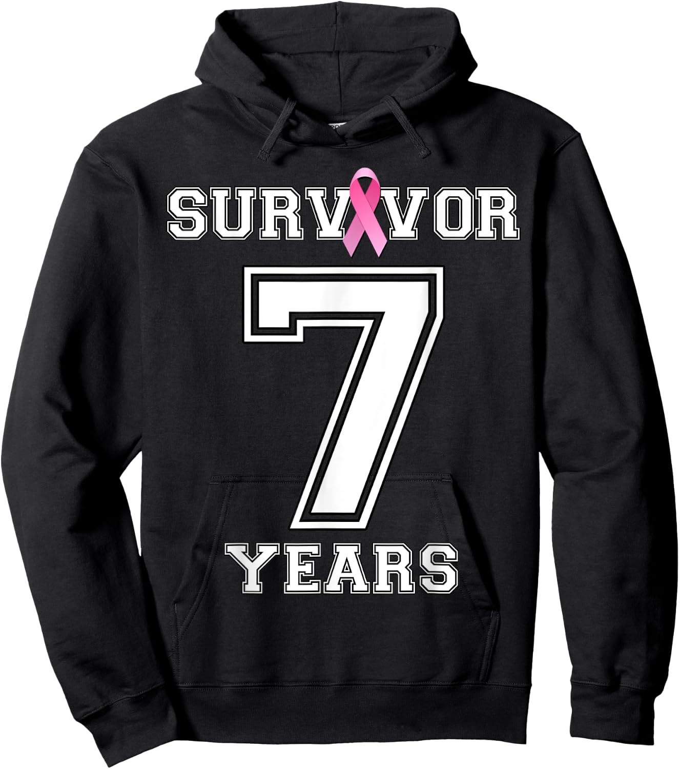 7 Years Breast Cancer Survivor Gifts Pink Ribbon Hoodie - Hoodie | Black