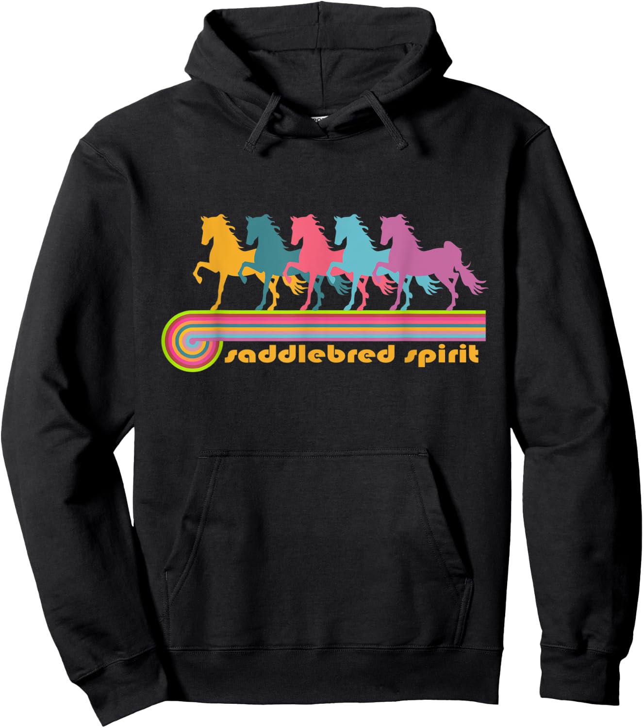 Saddlebred Spirit | NickerStickers Retro Saddlebred Horses Hoodie - Hoodie | Black