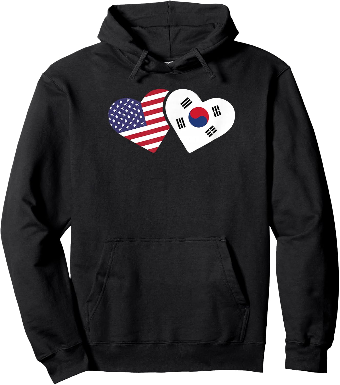 South Korea USA Flag Shirt Heart Korean American Love Gift Hoodie - Hoodie | Black