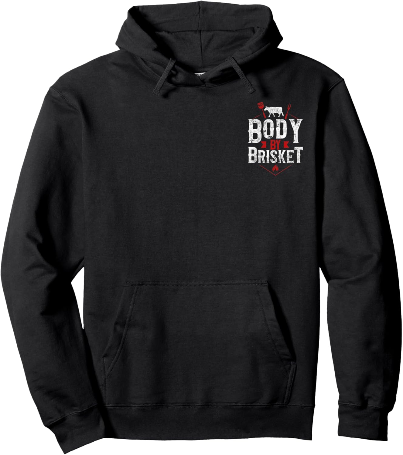 BBQ Smoker Body By Brisket Badge Cow Hoodie - Hoodie | Black