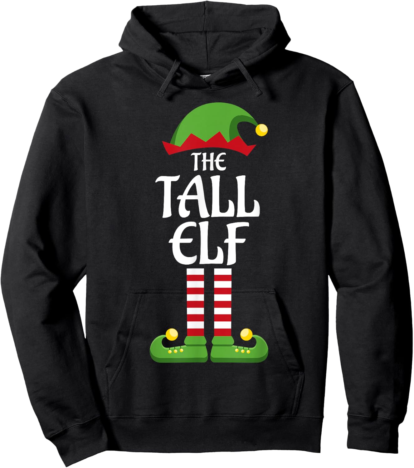 Tall Elf Family Matching Group Christmas Hoodie - Hoodie | Black