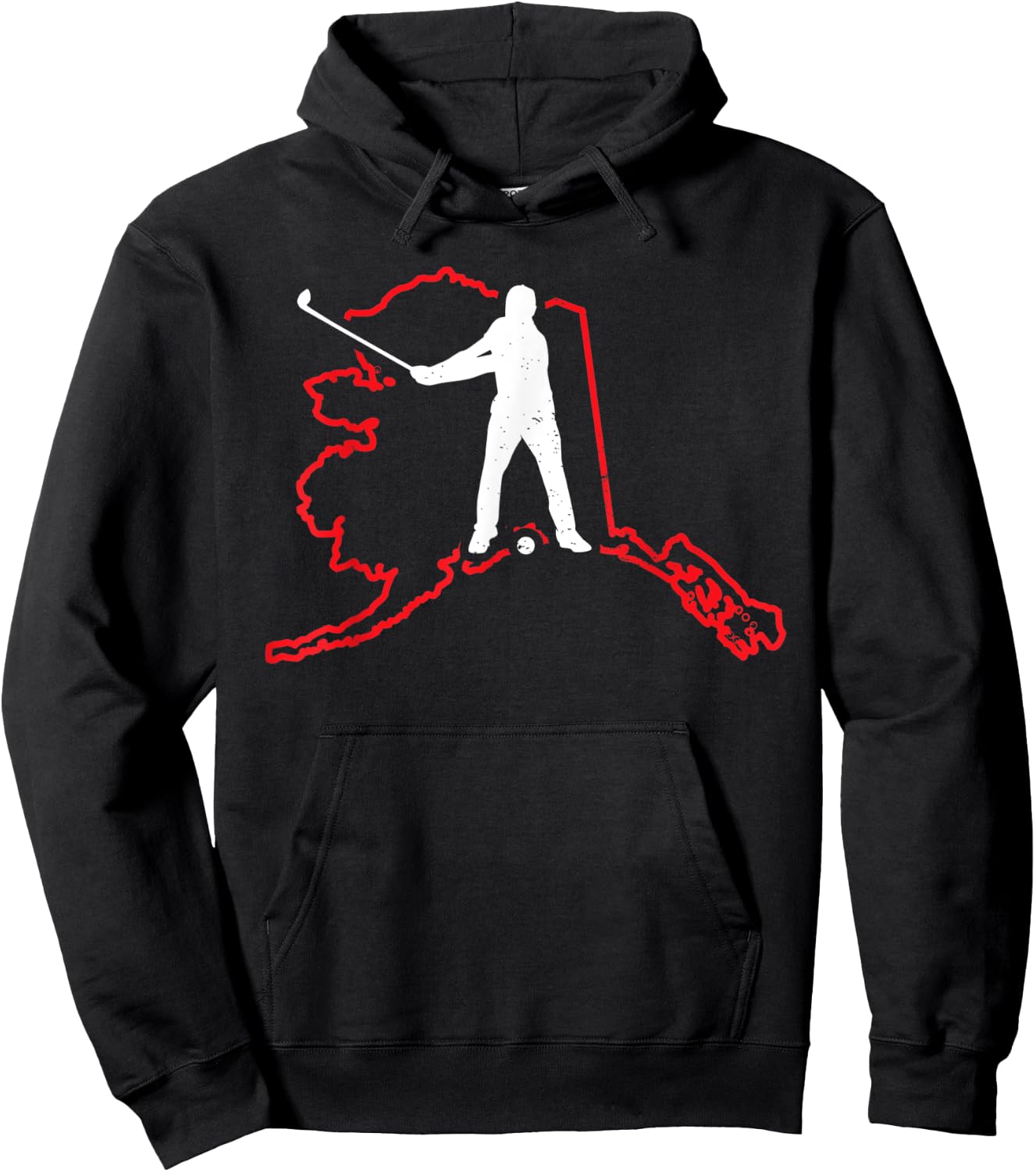Alaska Golfer Alaska State Map Golf Player Lover Golfing Hoodie - Hoodie | Black