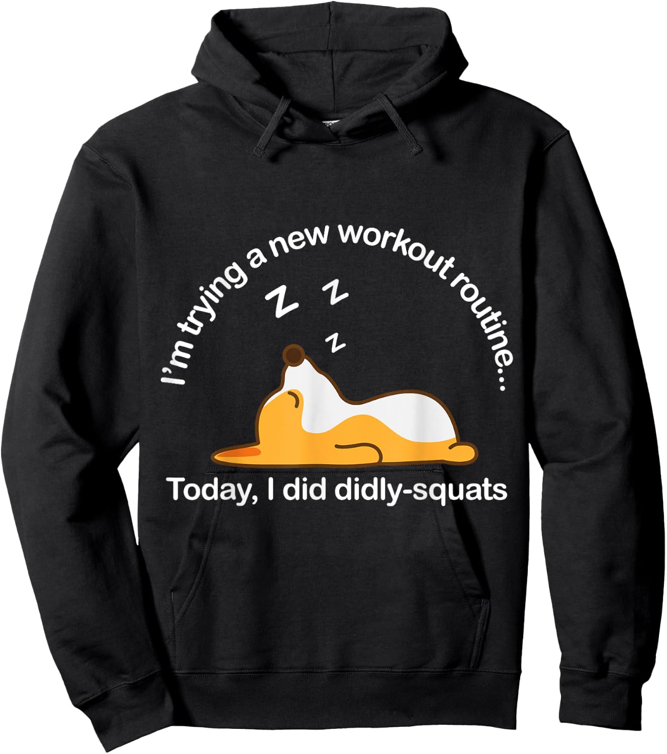 Funny Corgi Workout Routine Today I Did Diddly Squats Lazy Hoodie - Hoodie | Black