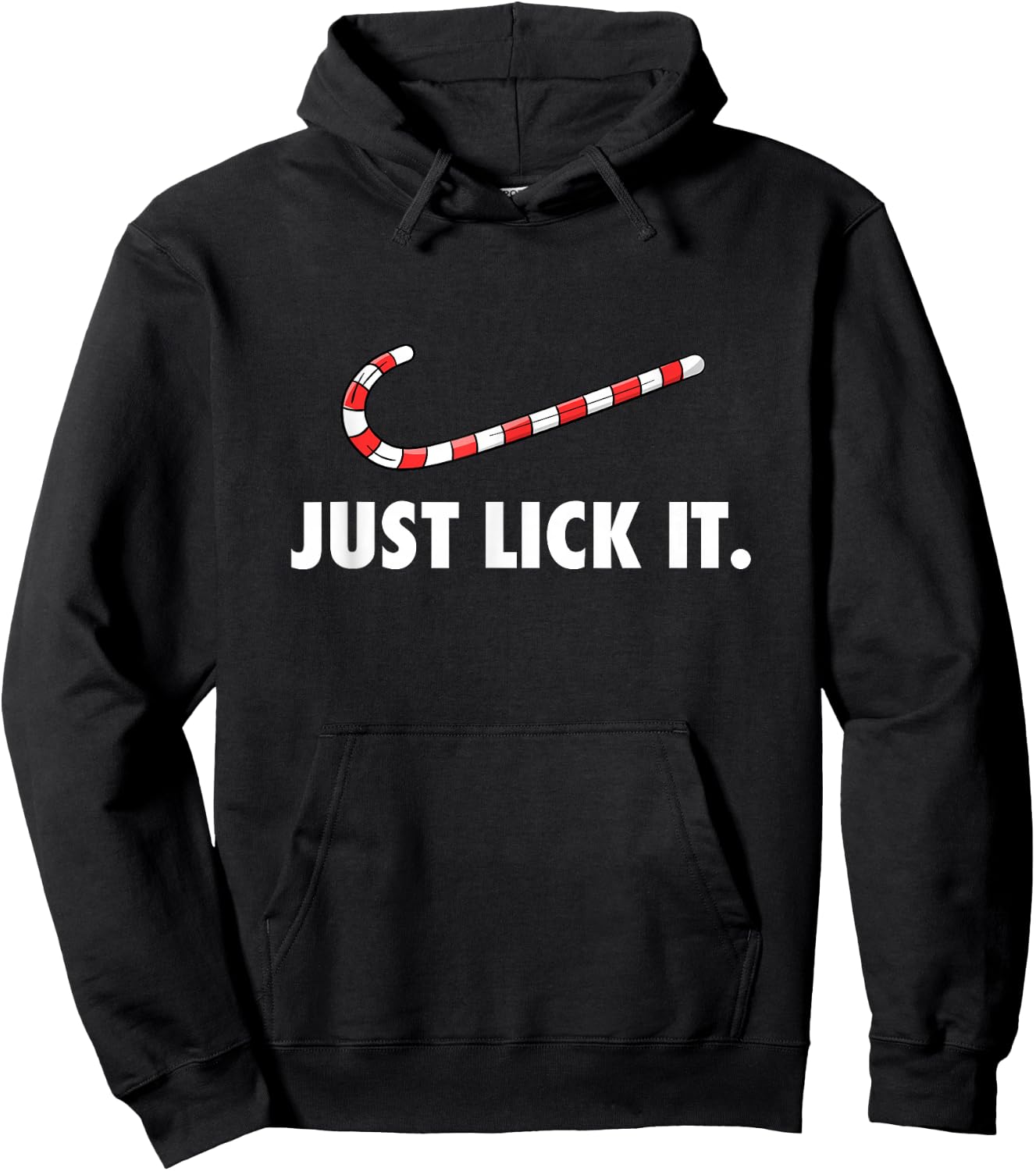 Just Lick It. Naughty Christmas Candy Cane Hoodie - Hoodie | Black