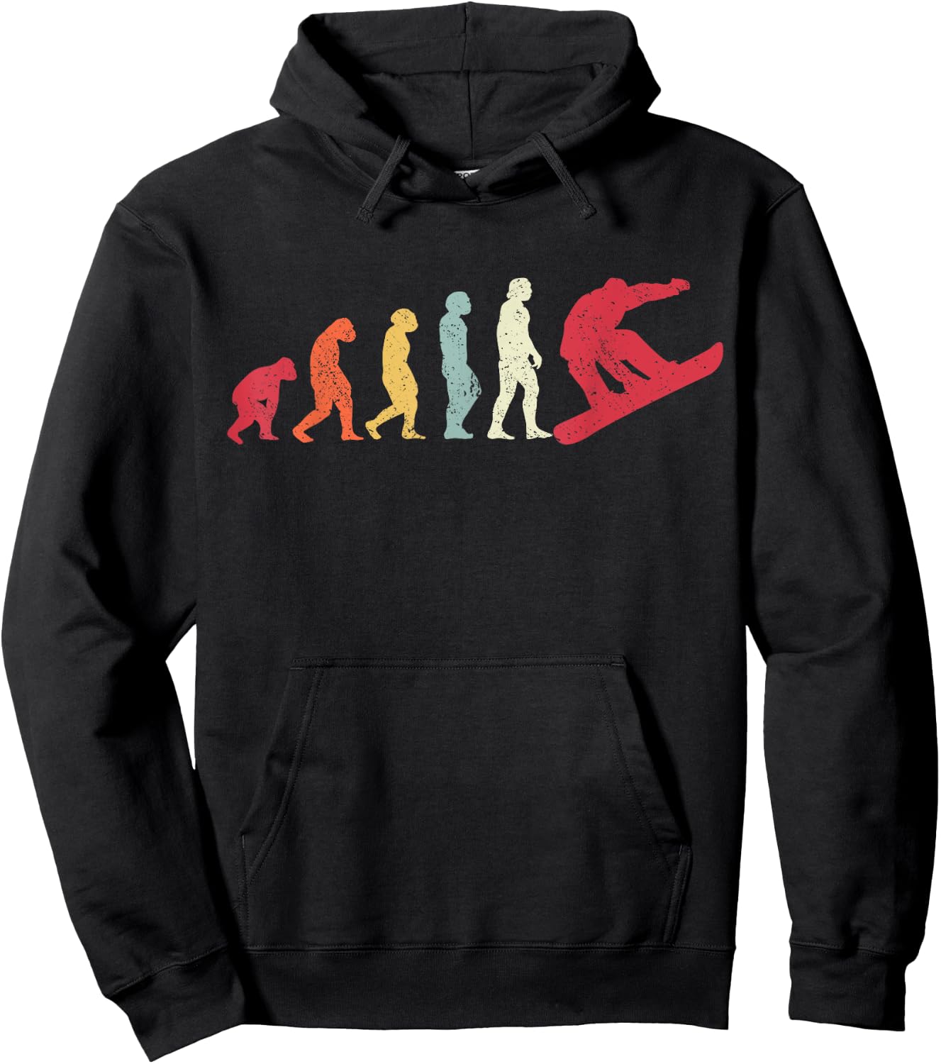 Snowboard Evolution Of Man Boarder Monkey Ape To Snowboarder Hoodie - Hoodie | Black