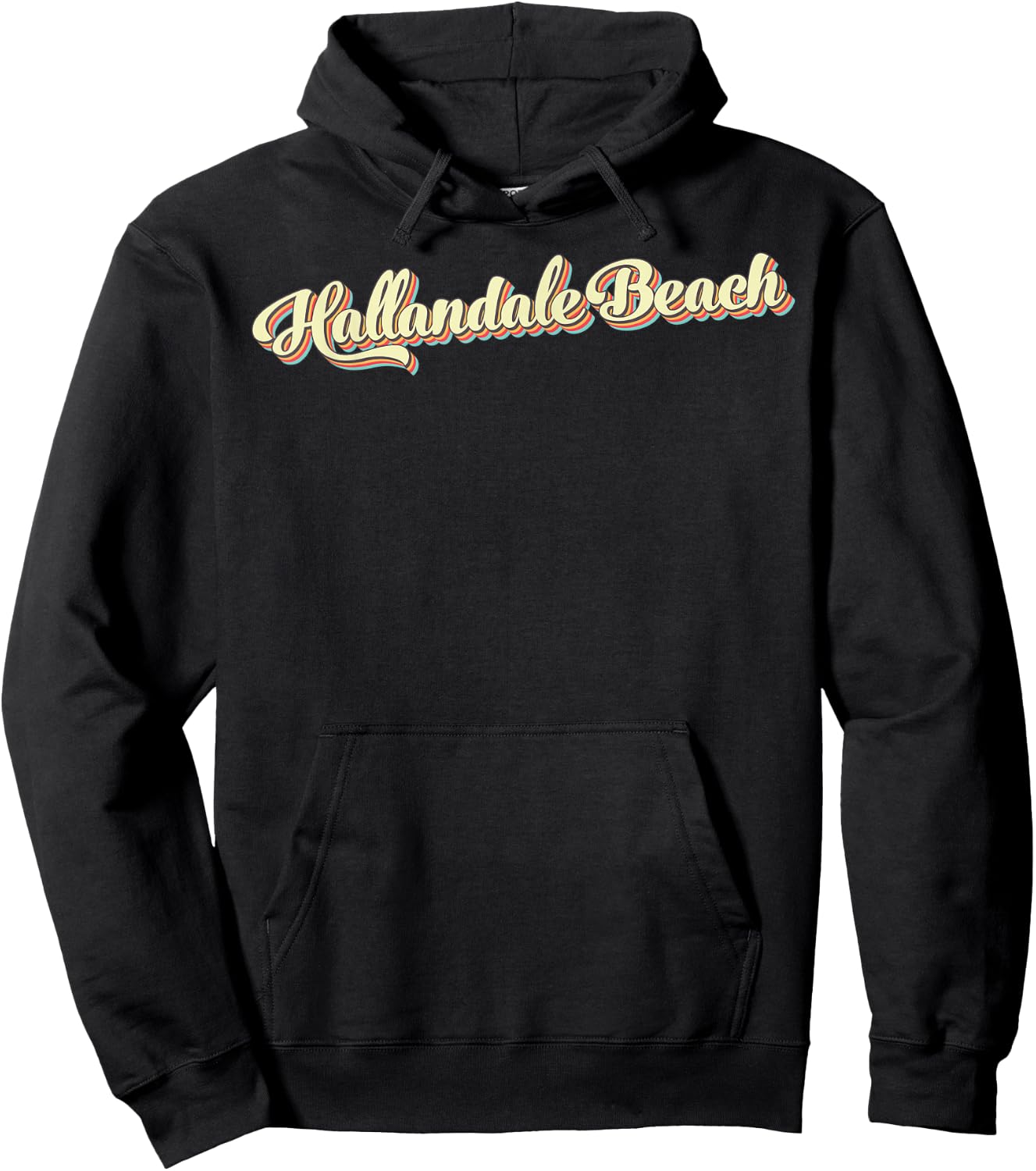 Hallandale Beach Retro Art Baseball Font Vintage Women Kids Hoodie - Hoodie | Black