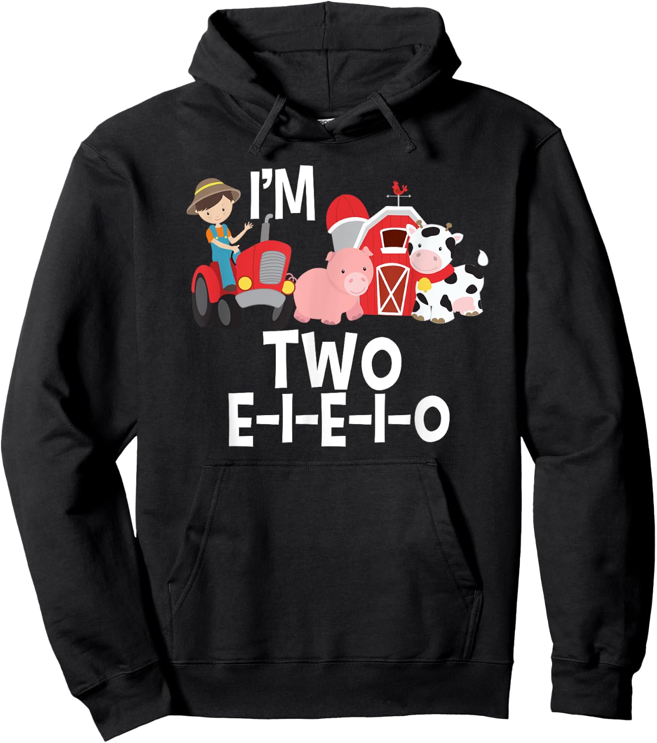 Old MacDonald I'm 2 E-I-E-I-O Birthday 2 Year Party Hoodie - Hoodie | Black