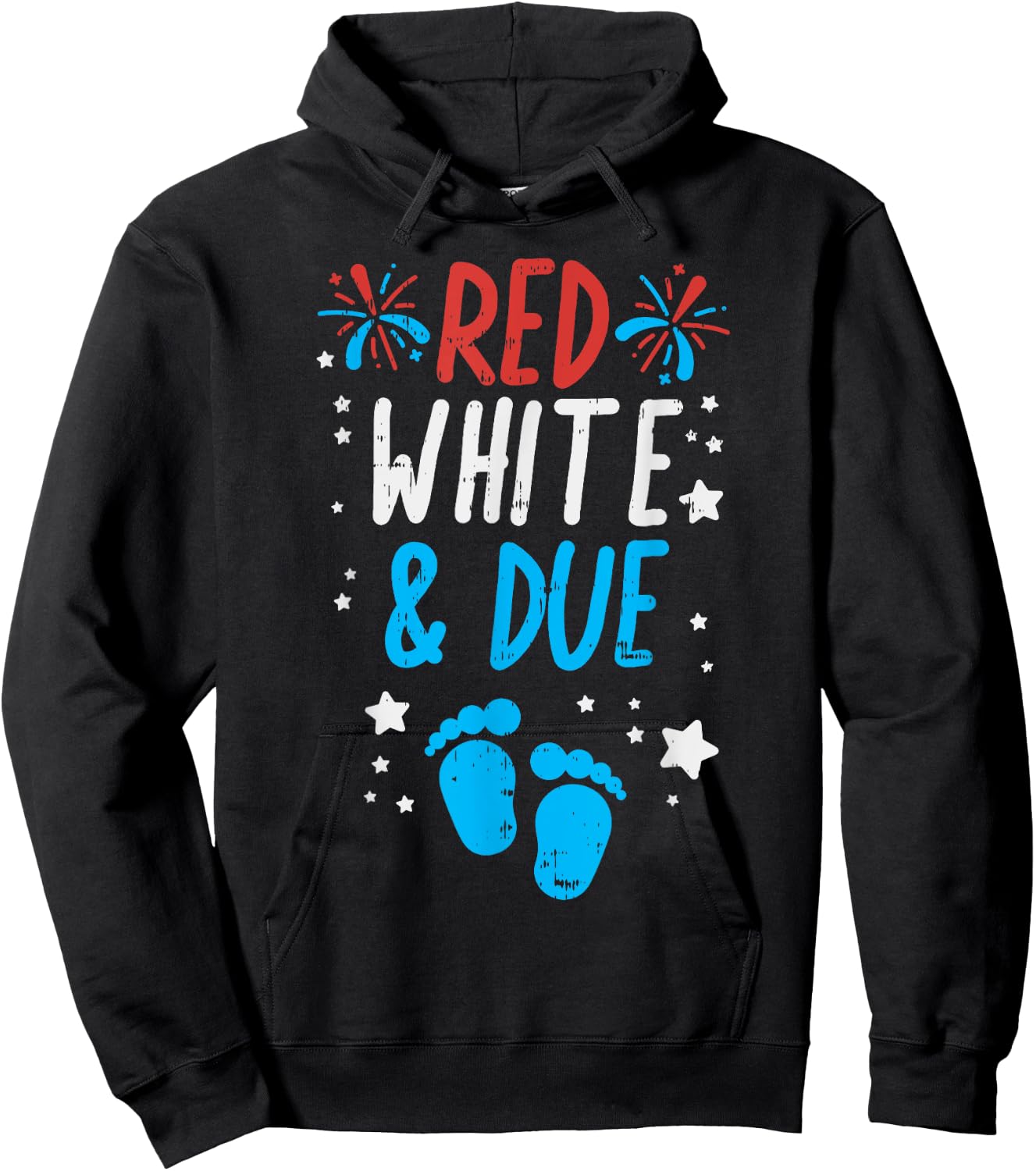 Red White Due Baby Shower 4th Of July Pregnancy Announcement Hoodie - Hoodie | Black