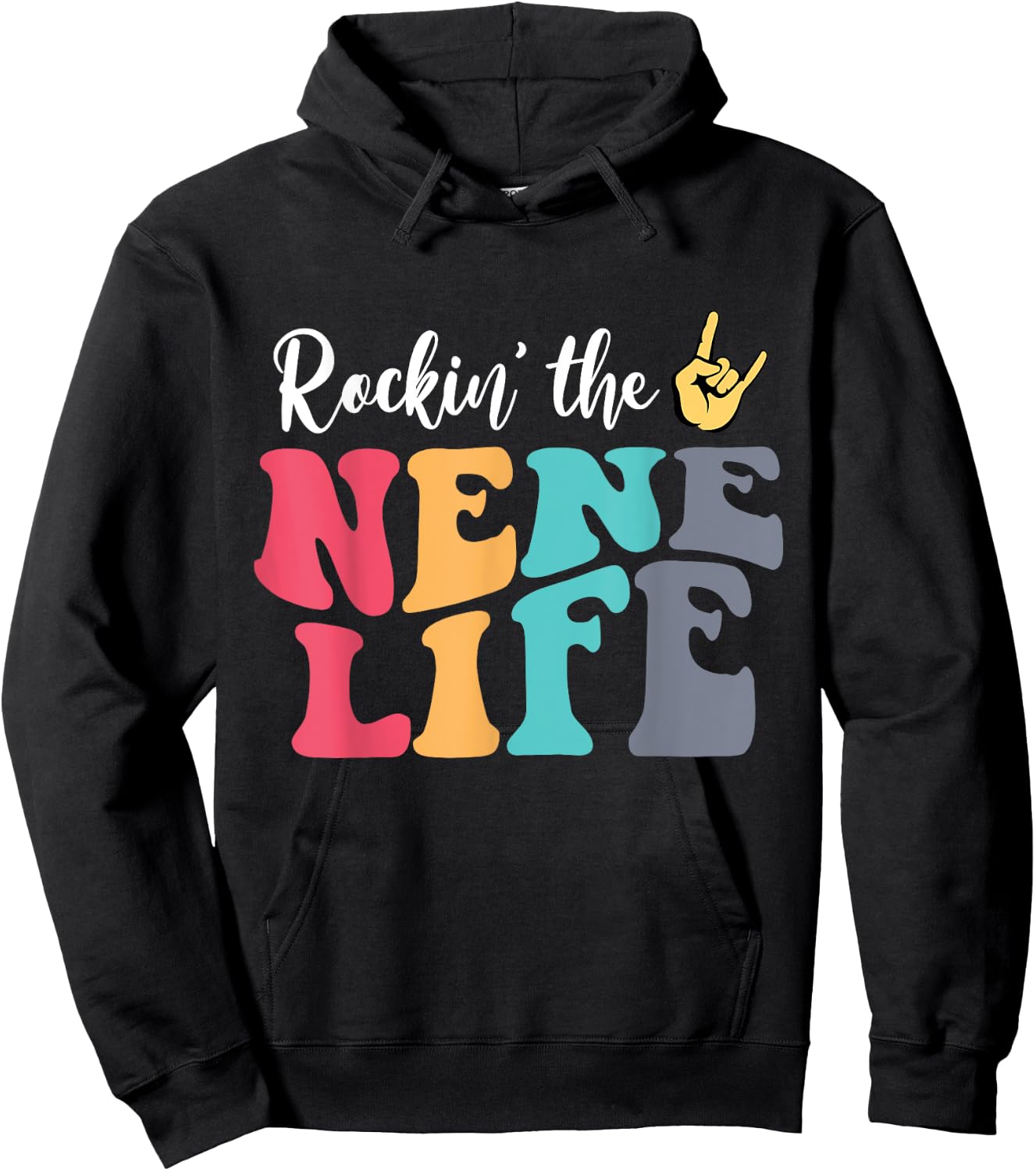 Retro Vintage Rockin' The Nene Life Birthday Mother's Day Hoodie - Hoodie | Black