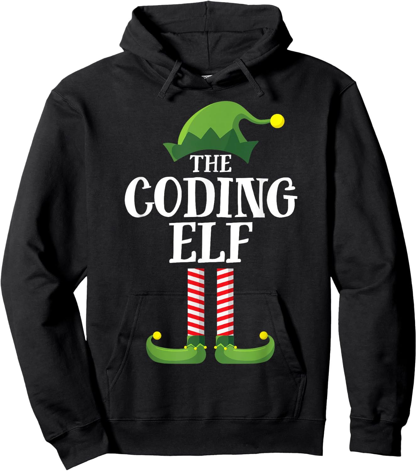 Coding Elf Matching Family Group Christmas Party Pyjamas Hoodie - Hoodie | Black