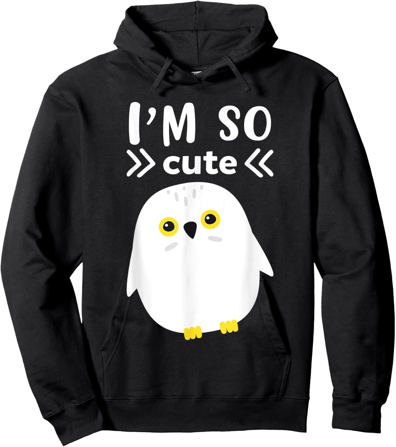 I`m So Cute White Snow Owl I Kingfisher I Kids Snow Owl Hoodie - Hoodie | Black