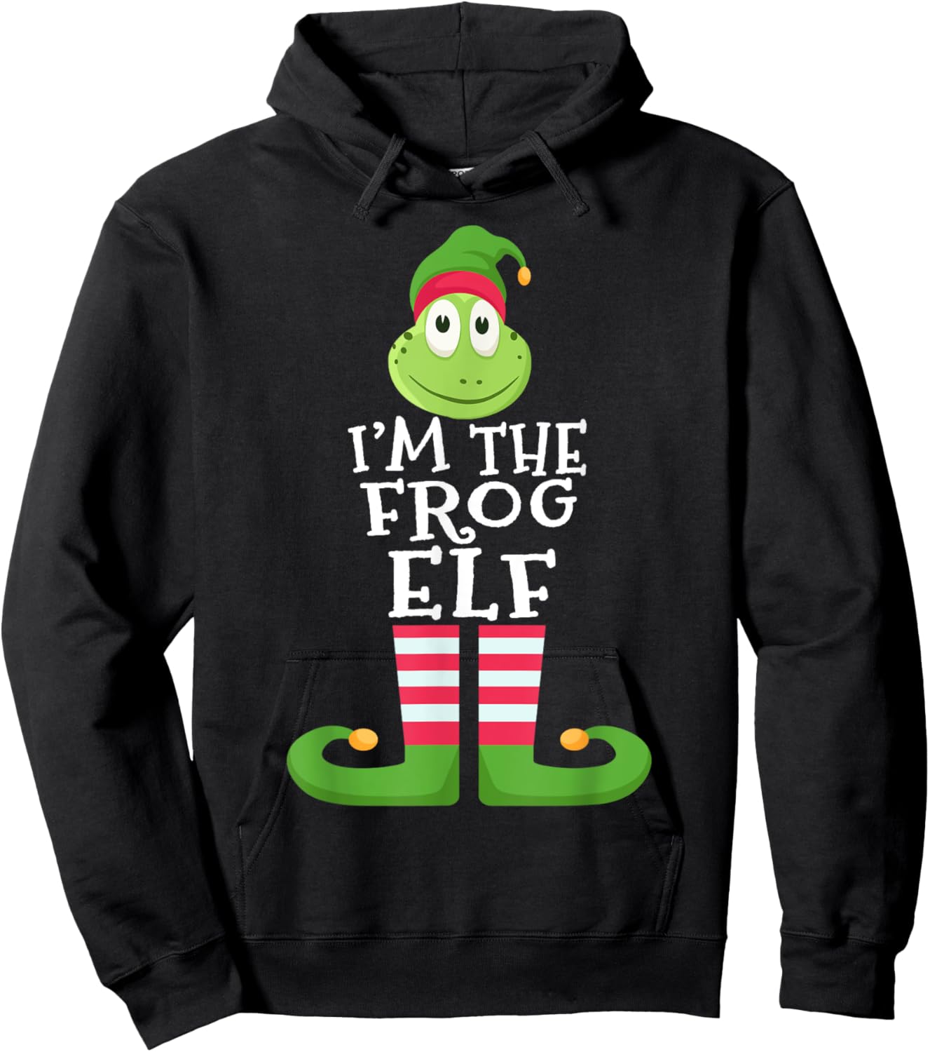 Frog Elf Funny Frog Lover's Family Matching Christmas Pajama Hoodie - Hoodie | Black