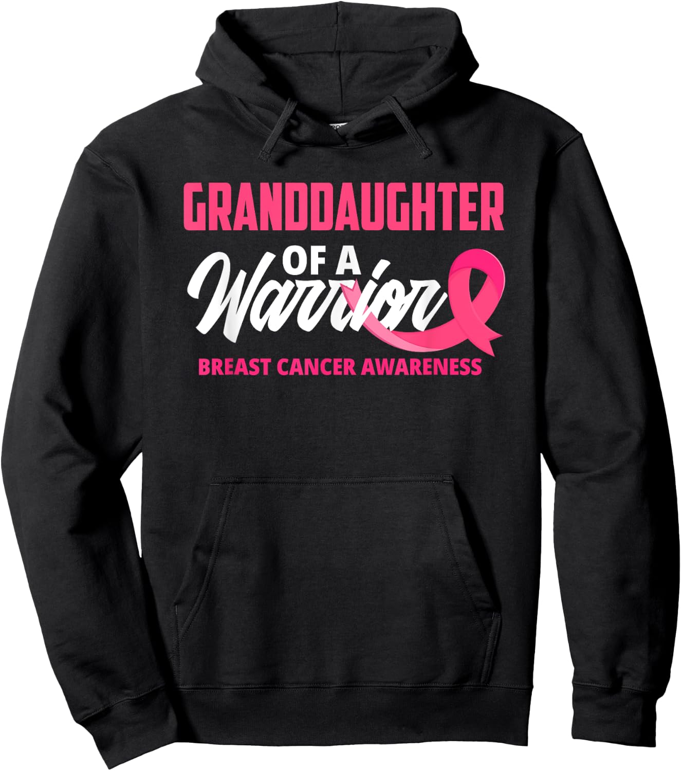 Granddaughter Of A Warrior Breast Cancer Awareness Hoodie - Hoodie | Black