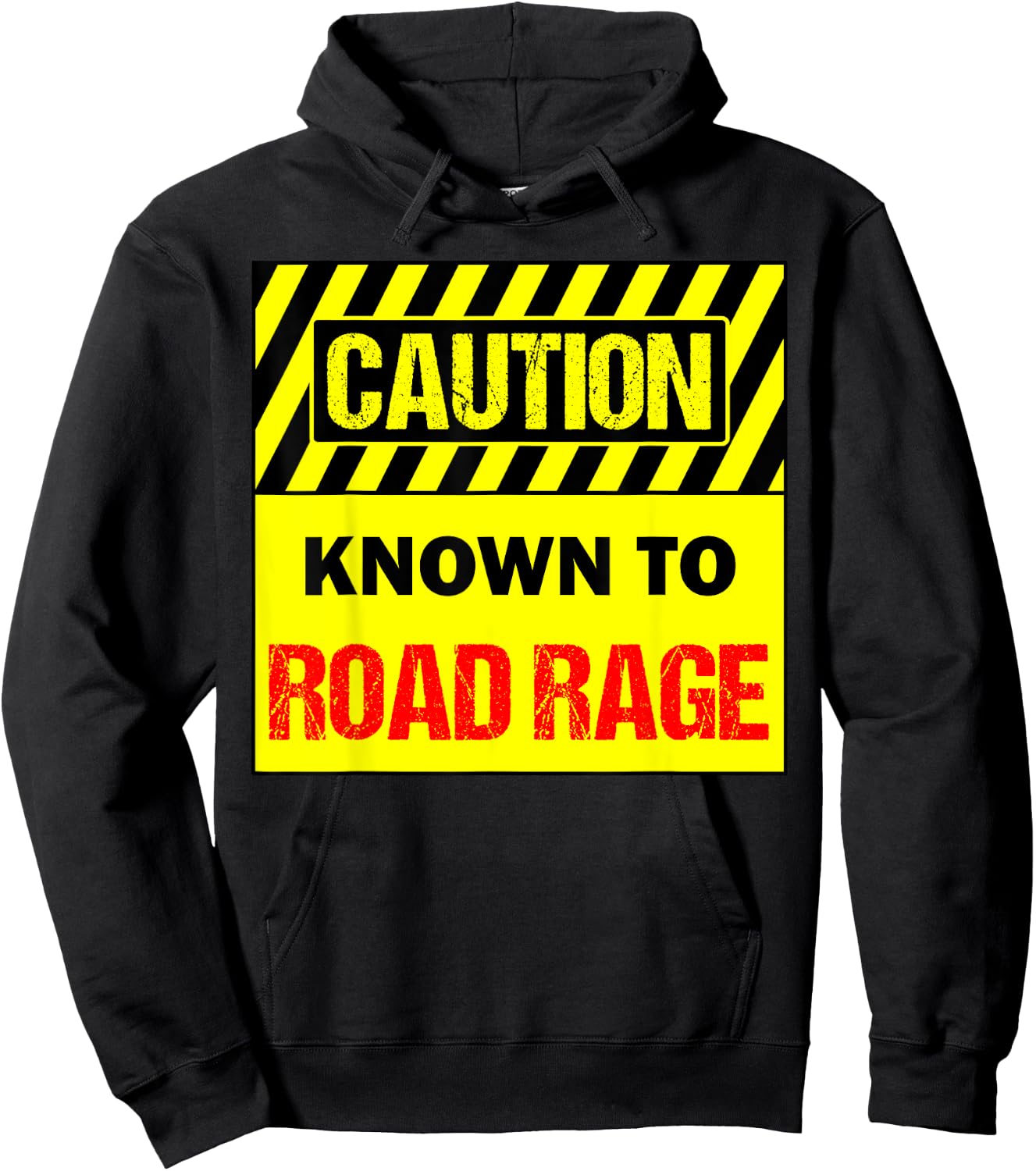 Men's -Adults Black Cotton 60% Polyester 40% Modern Collarless Short Sleeve Known To Road Rage Driver Small Hoodie - Hoodie | Black