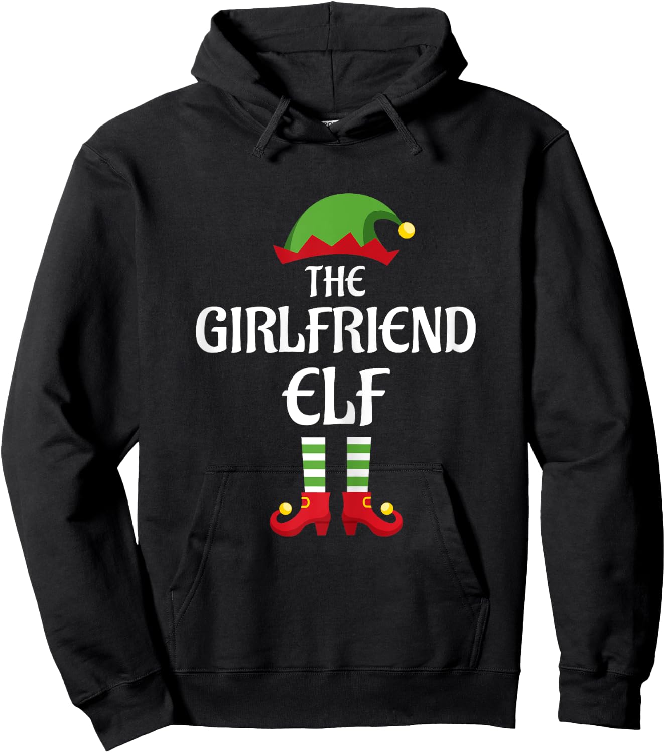 Girlfriend Elf Family Matching Group Christmas Hoodie - Hoodie | Black