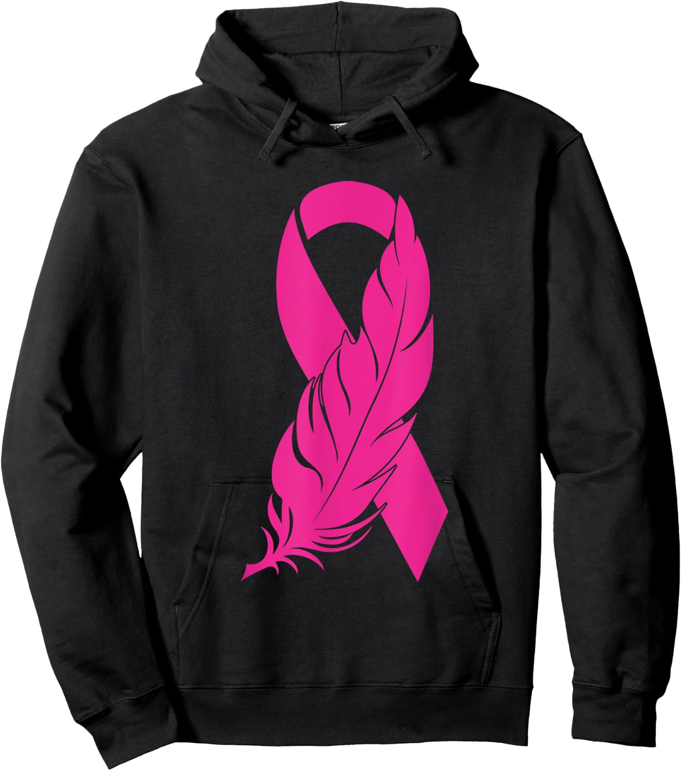 Breast Cancer Survivor Awareness Women Feather Pink Ribbon Hoodie - Hoodie | Black