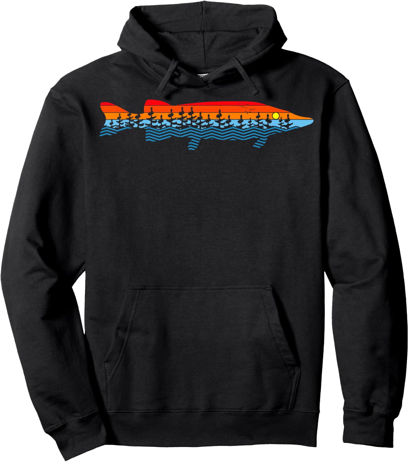 Vintage Nature Outdoor Fishing - Fisher Chain Pickerel Hoodie - Hoodie | Black