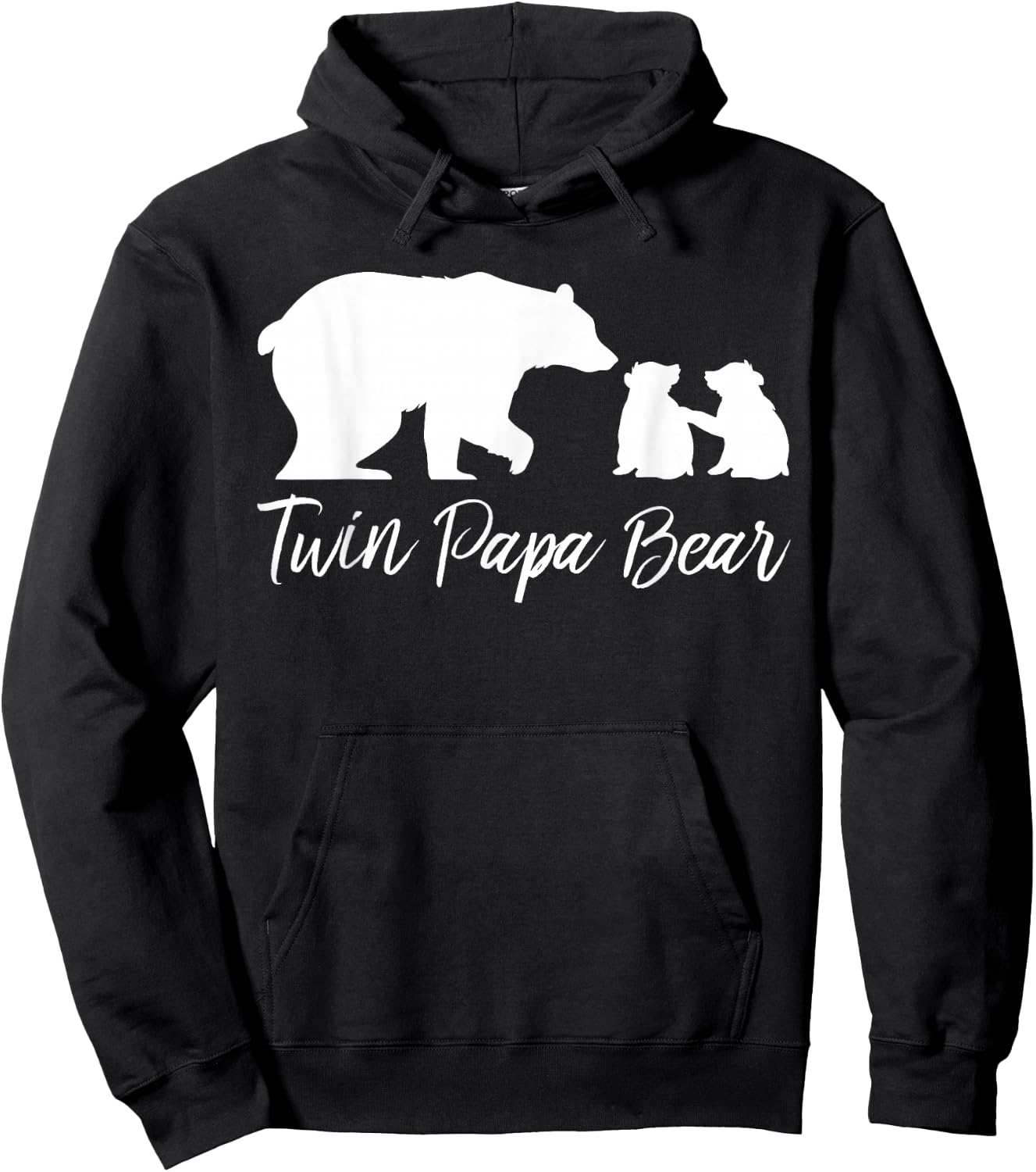 Twin Papa Bear With Two Baby Cubs Hoodie - Hoodie | Black