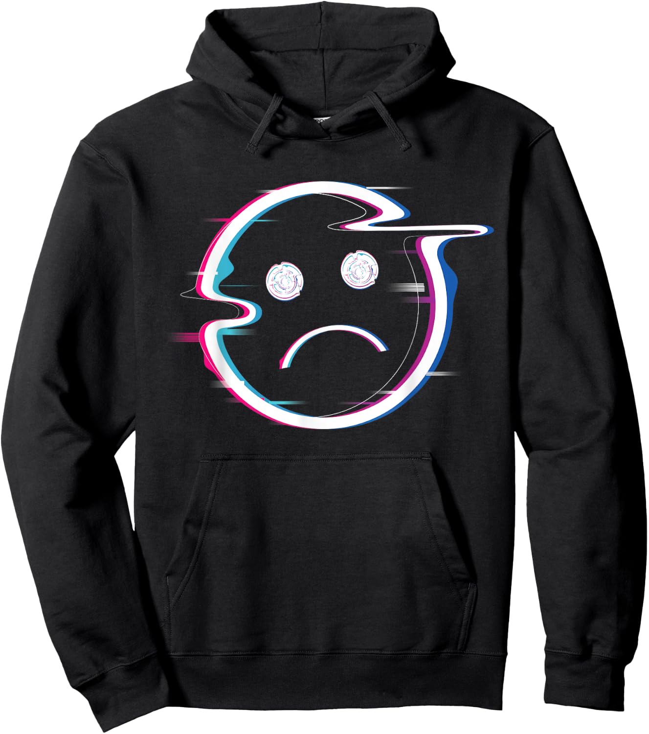 Sad Boi Pink Aesthetic Vaporwave Sadboi Sad Face Glitch Art Hoodie - Hoodie | Black