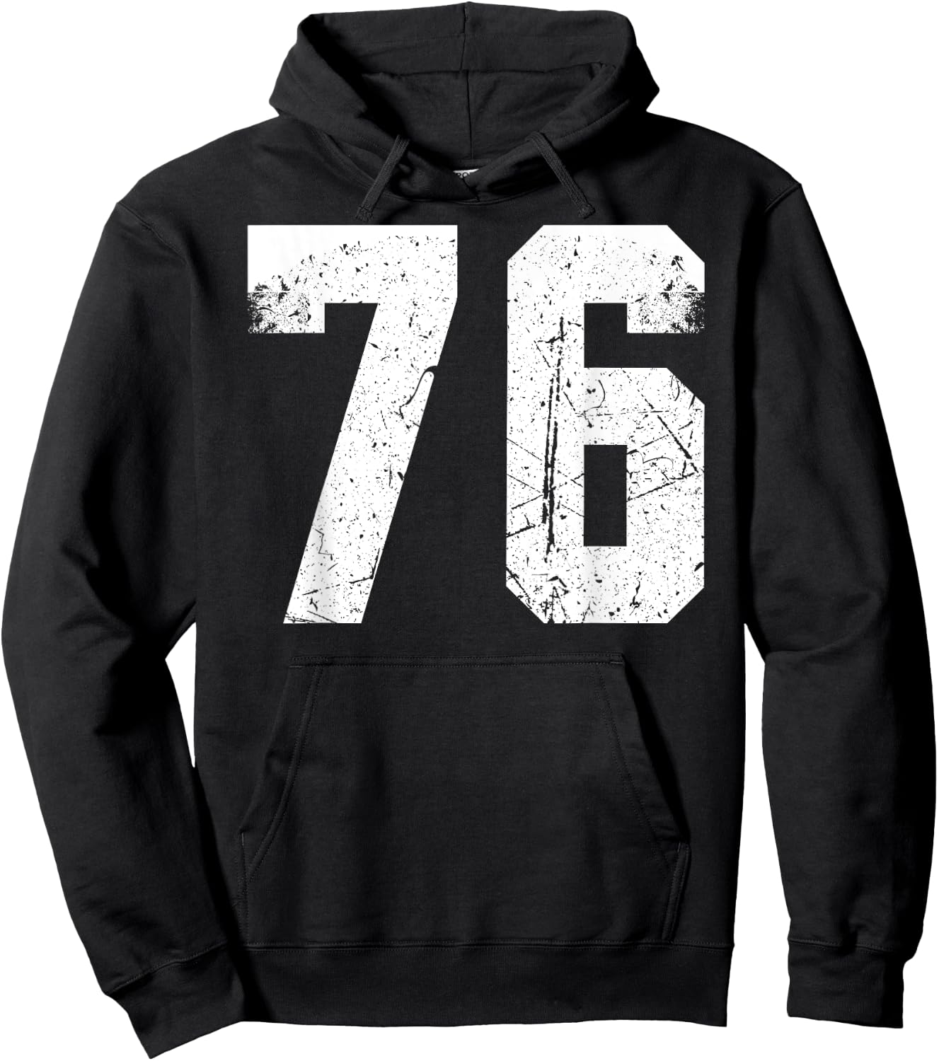 Number #76 Sport White Vintage Number Hoodie - Hoodie | Black