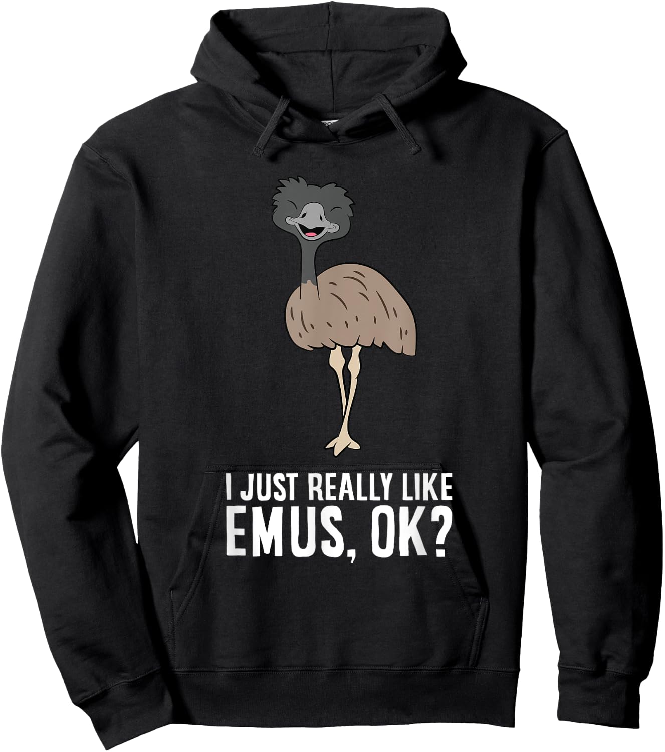 I Just Really Like Emus, Ok? Cute Emu Bird Hoodie - Hoodie | Black