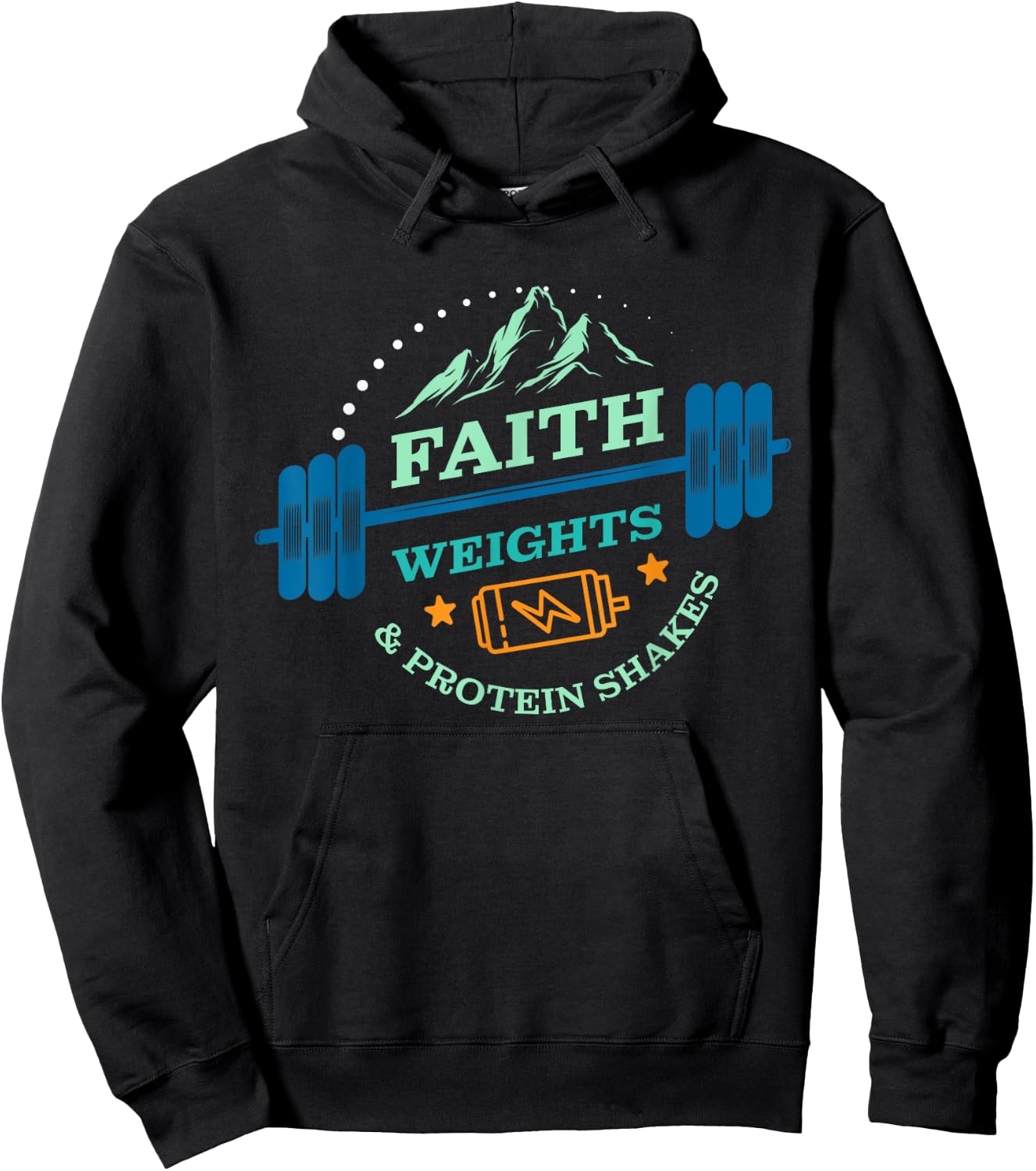 Christian Gym for Faith Weights and Protein Shakes Hoodie - Hoodie | Black
