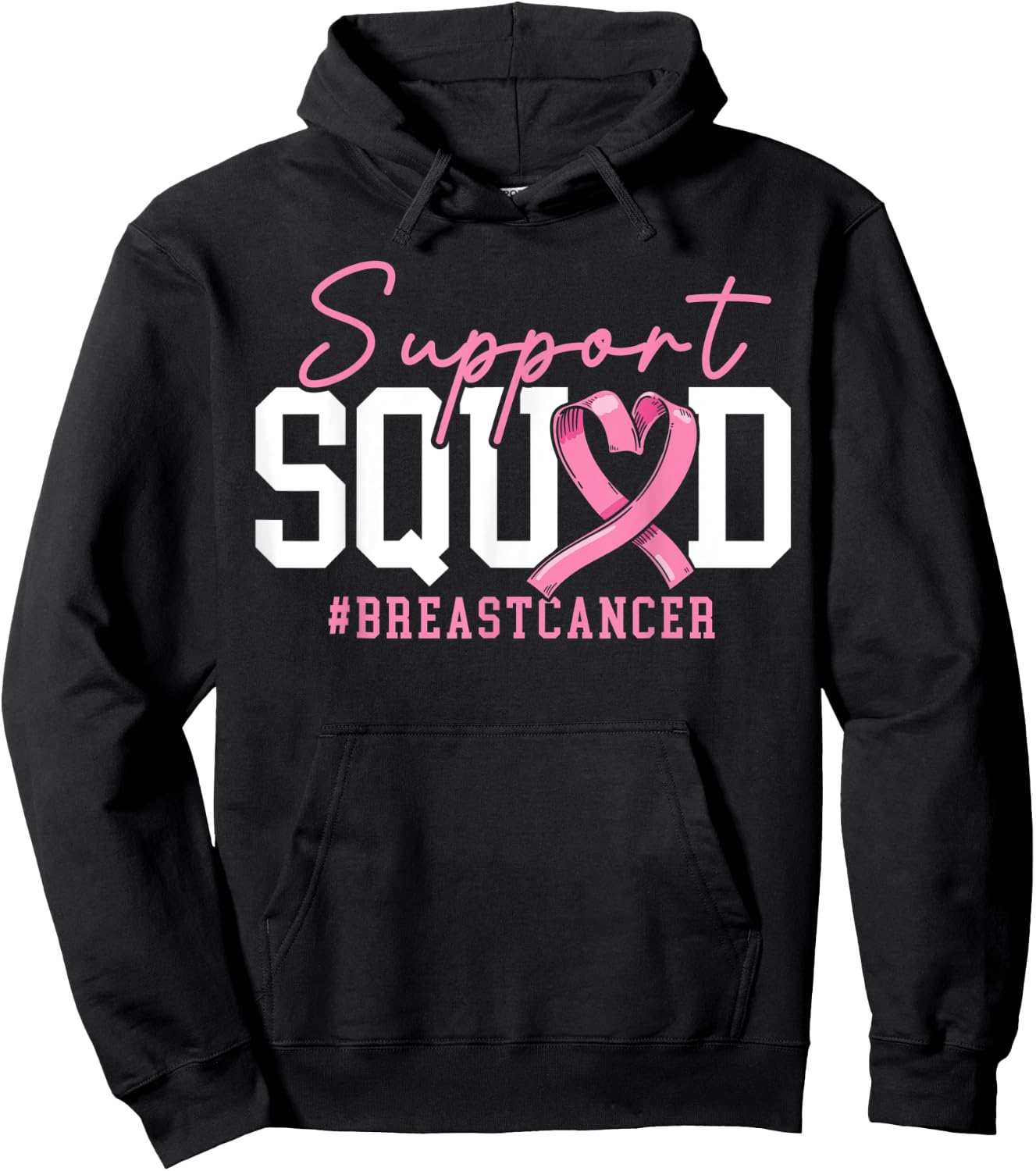 Support Squad Breast Cancer Awareness Breast Cancer Support Hoodie - Hoodie | Black