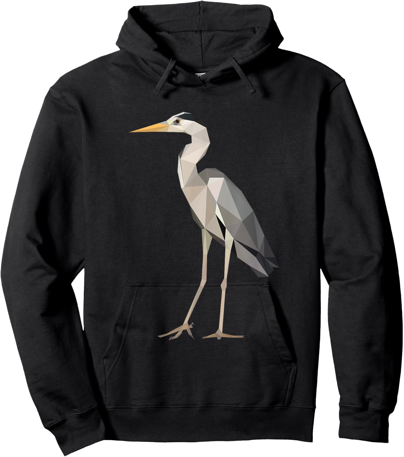 Poly Heron Wildlife Bird Birdwatcher Hoodie - Hoodie | Black