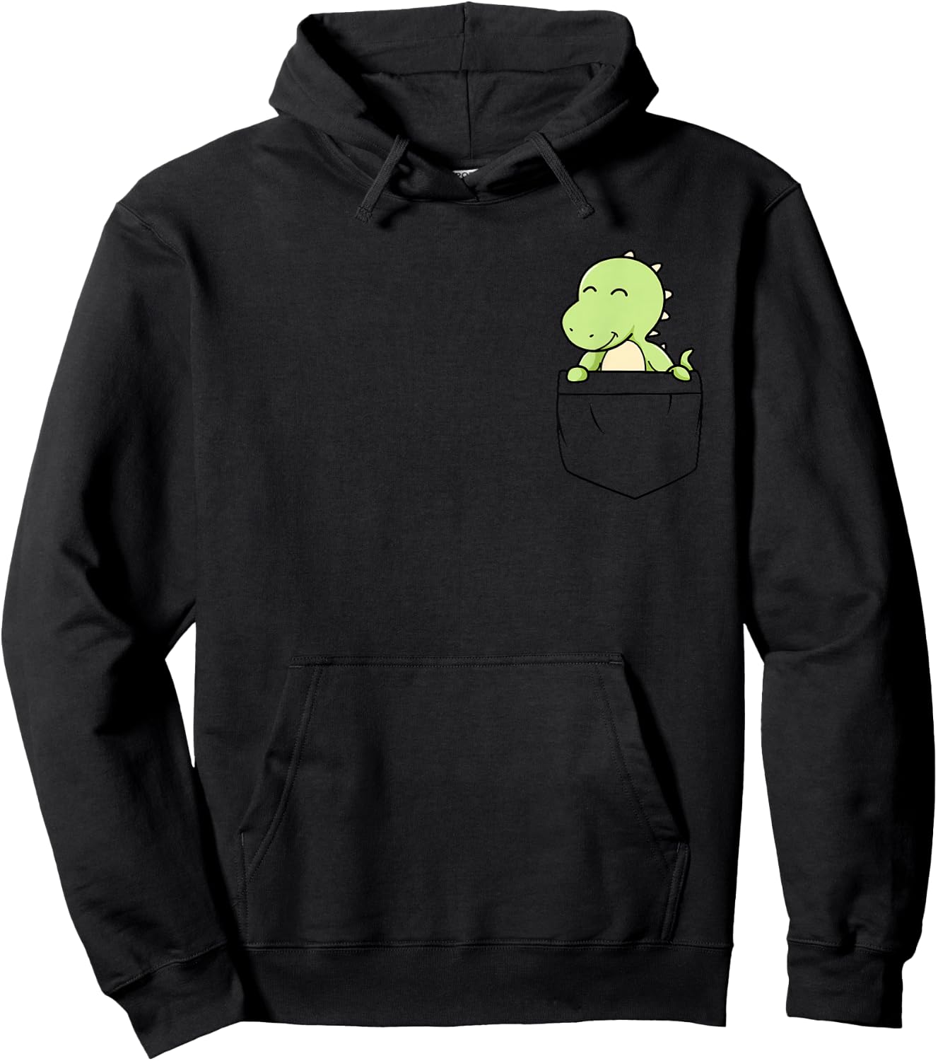 Dinosaur in the chest pocket, Kawaii cute dinosaur Hoodie - Hoodie | Black