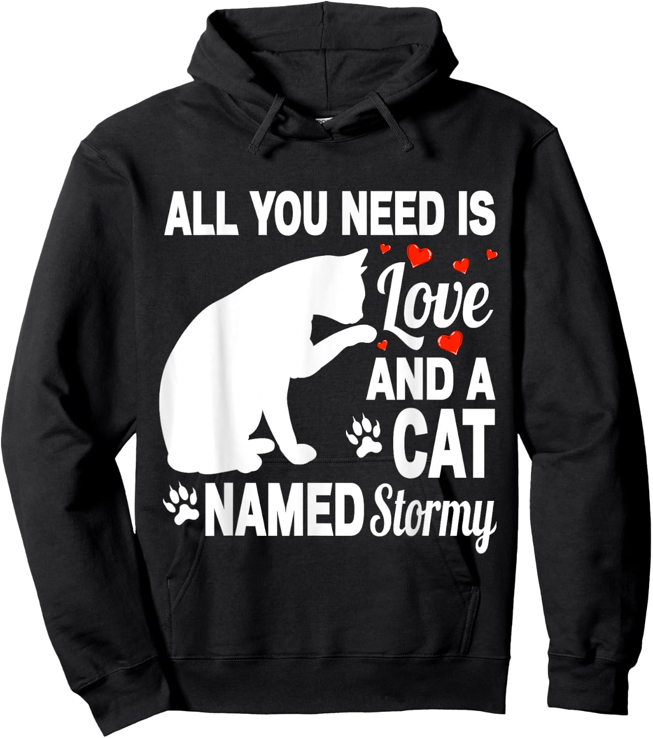 Personalized Cat Name Stormy Cute Kitten Pet Lover Women Kids Hoodie - Hoodie | Black